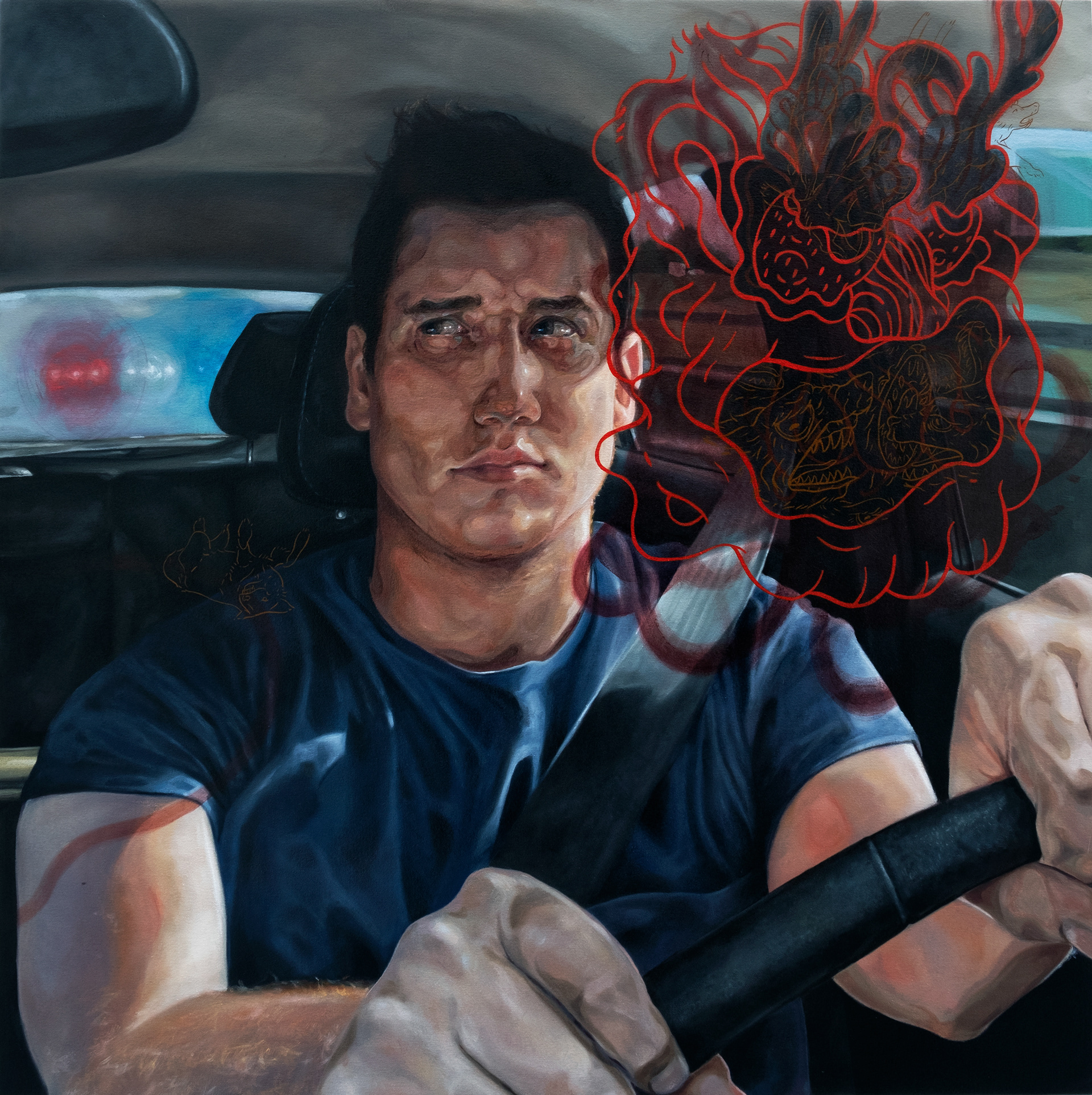 "Fight or Flight?? Neither Idiot, Just be Cool..." 36"x36", Oil on Canvas