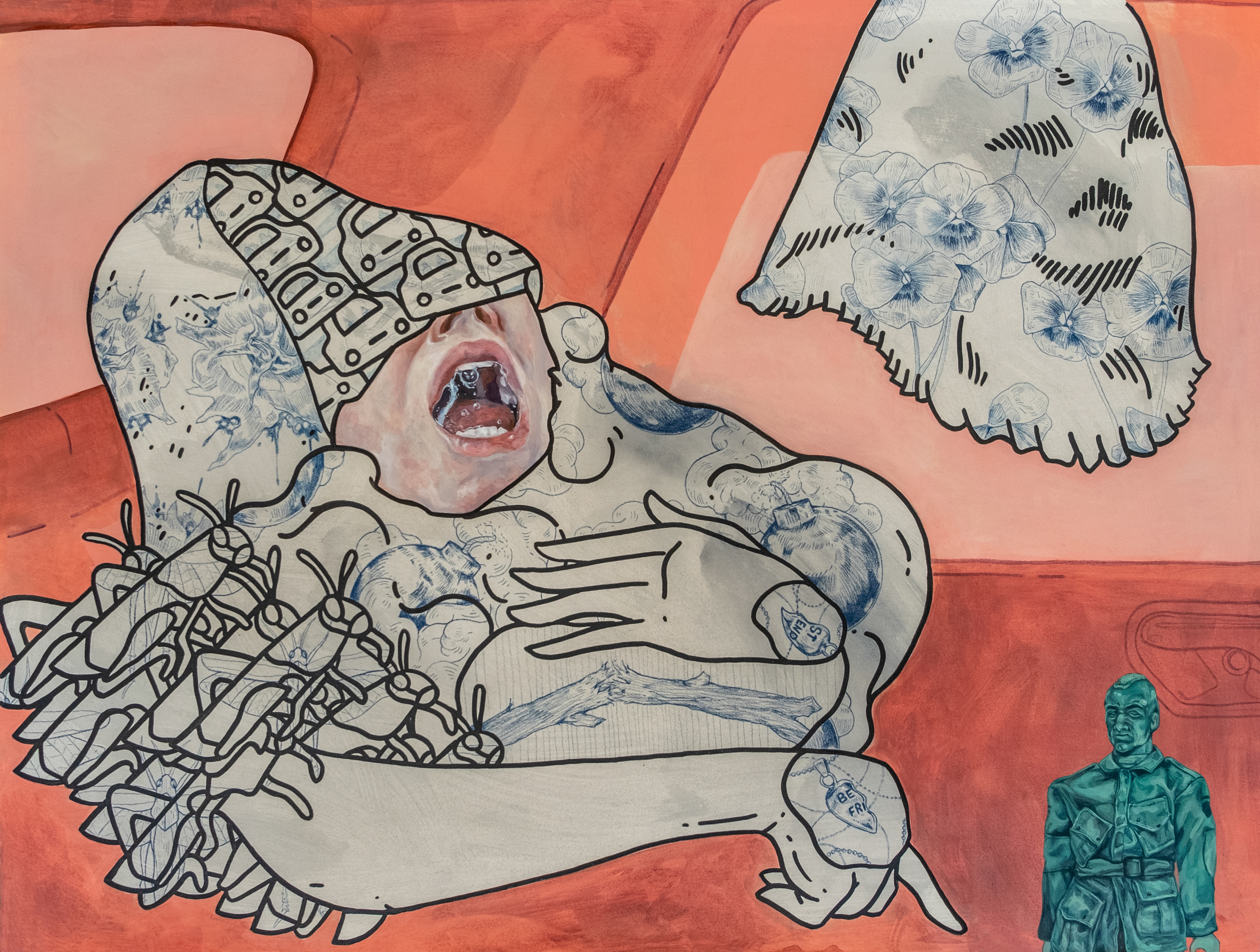 "Unveiling of Lout" 22.5"x30", Mixed Media on Paper
