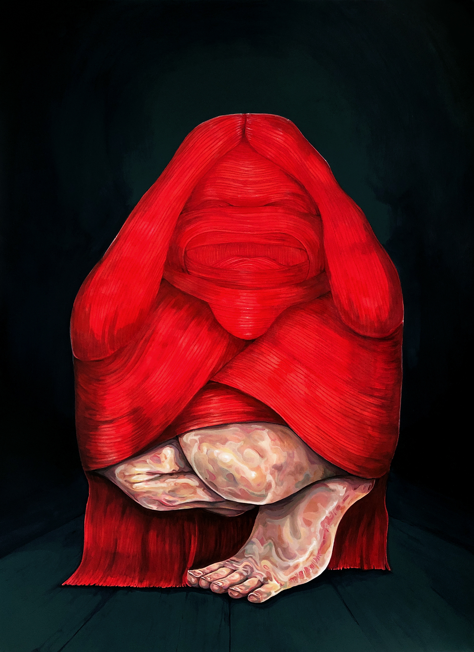 "Sinew & String" 22"x30", Mixed Media on Paper