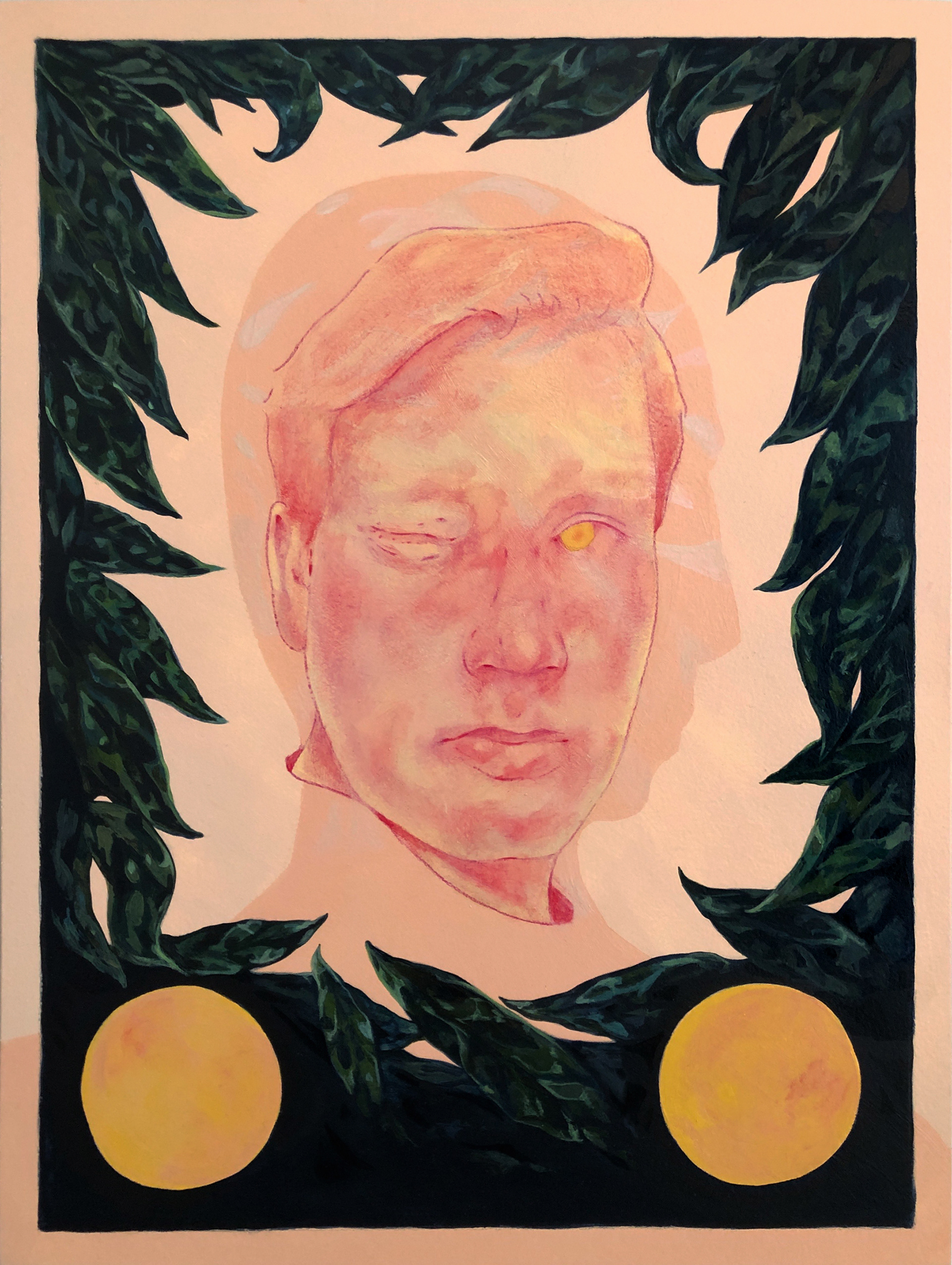 "I'm Just Peachy" 12"x16", Acrylic, Oil, and Colored Pencil on Board