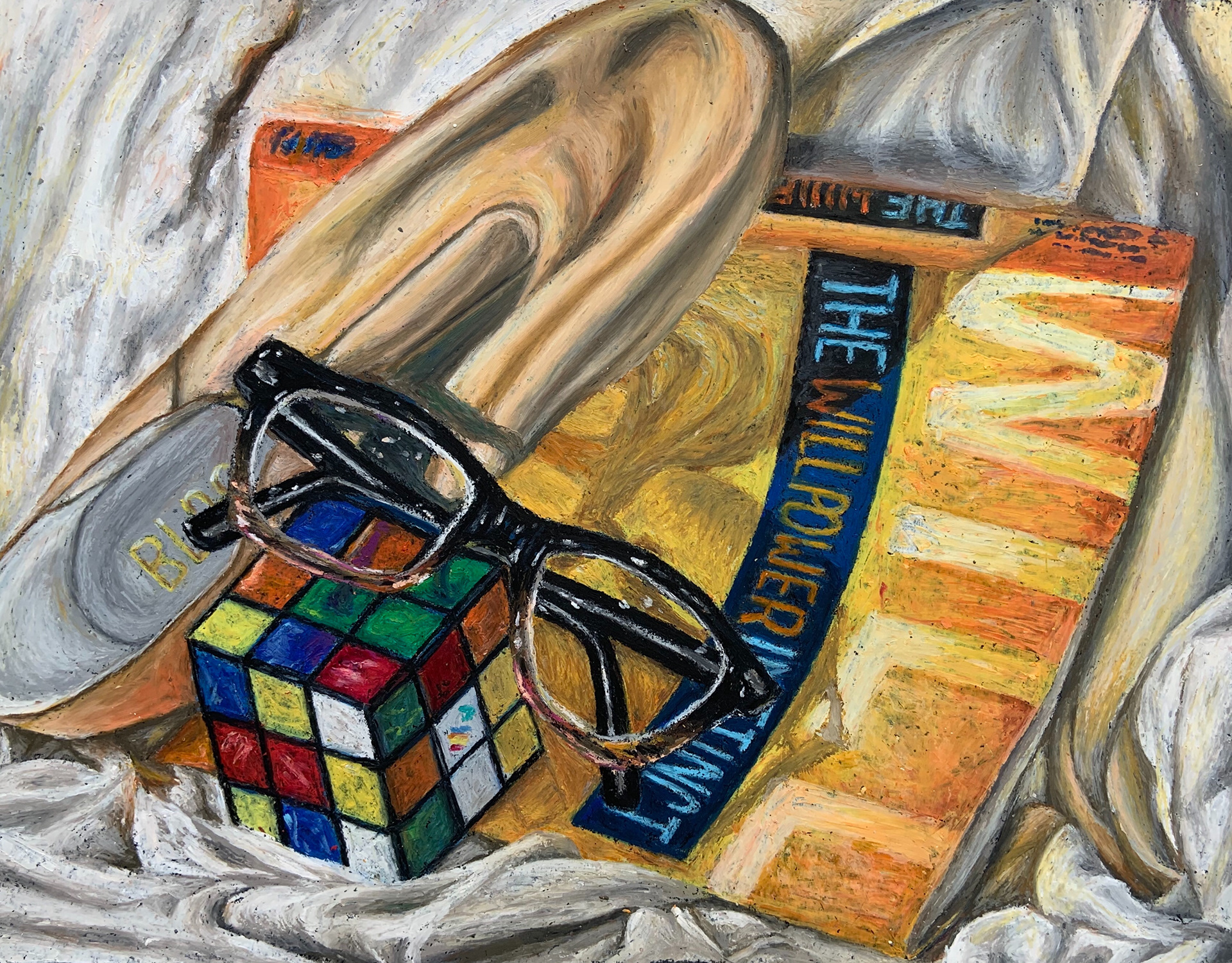 Self portrait - oil pastels. 11 x 14 in.
