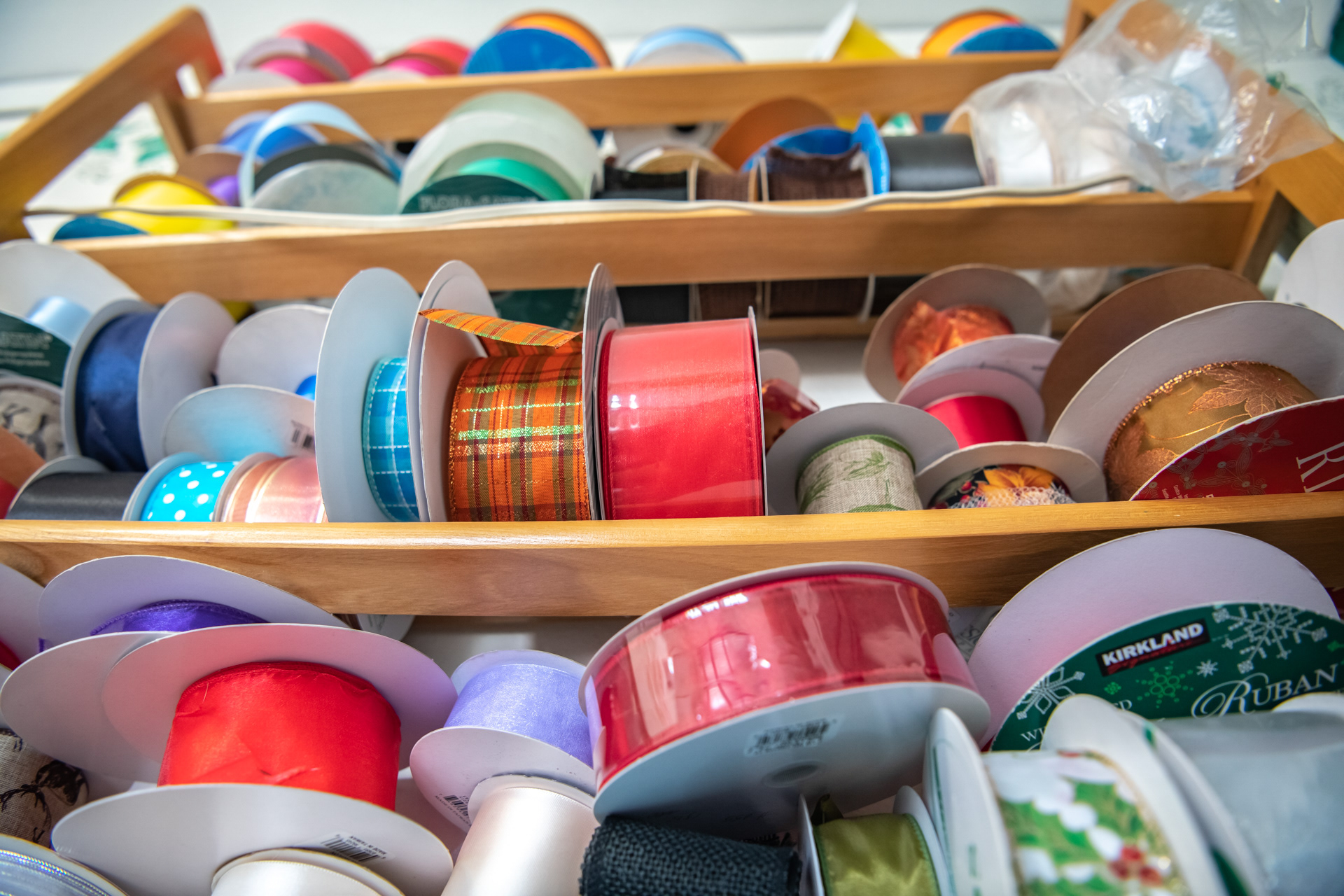 Stacks of ribbon sit at Always In Bloom Florist in Archdale, N.C. on November 28, 2020.