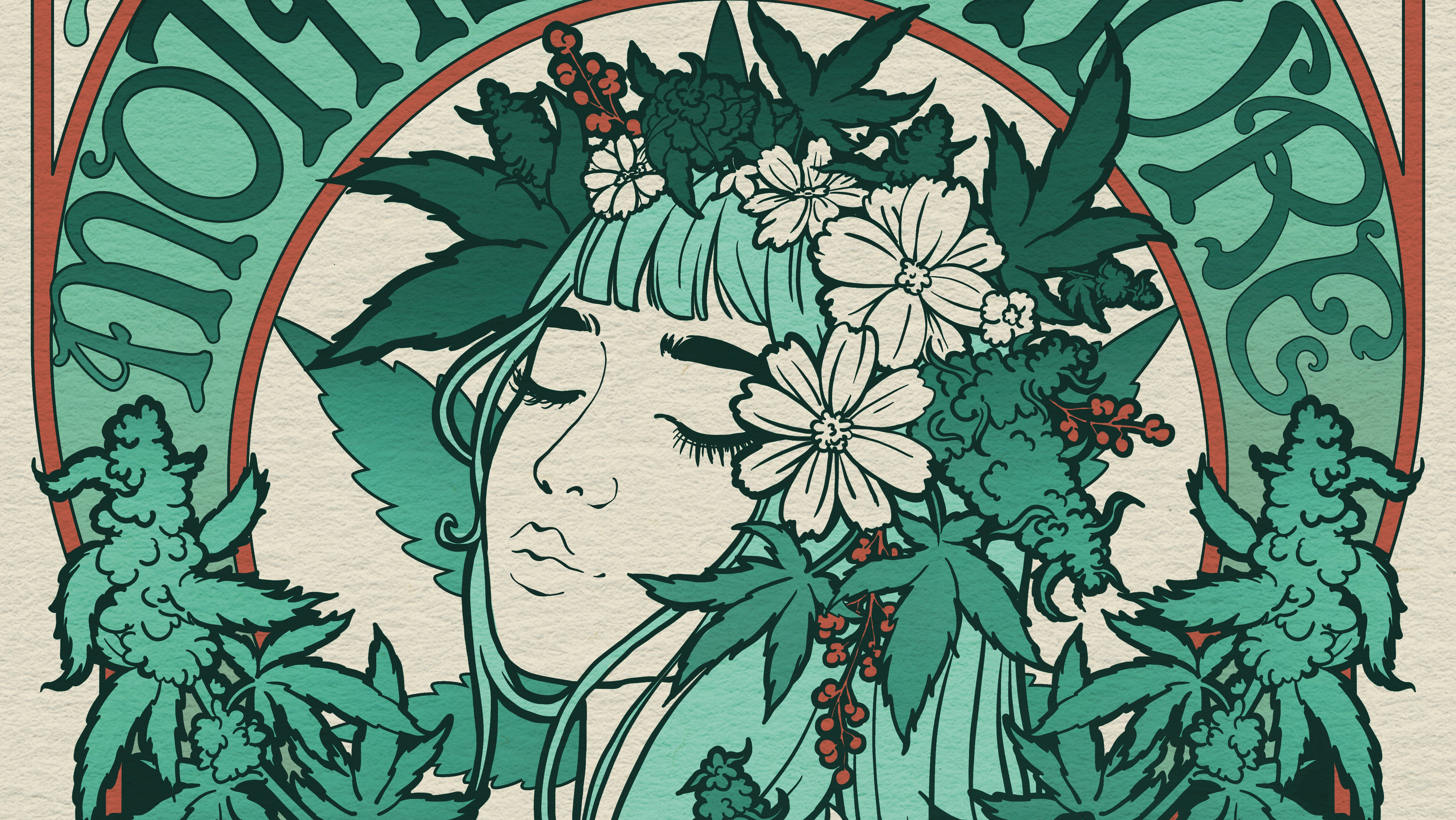 Art Nouveau Earth Day illustration for Liberty Cannabis
