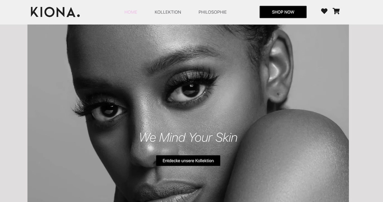 Webdesign Beispiel - Header Design für KIONA Cosmetics.