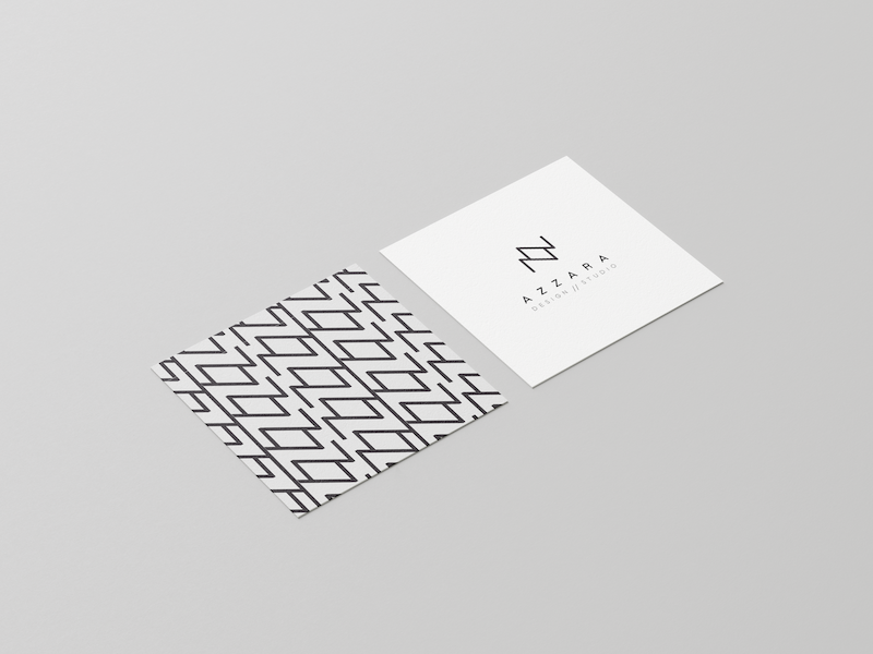 Visitenkartendesign für Azzaradesign // 4 Seiten // quadratisches Sonderformat