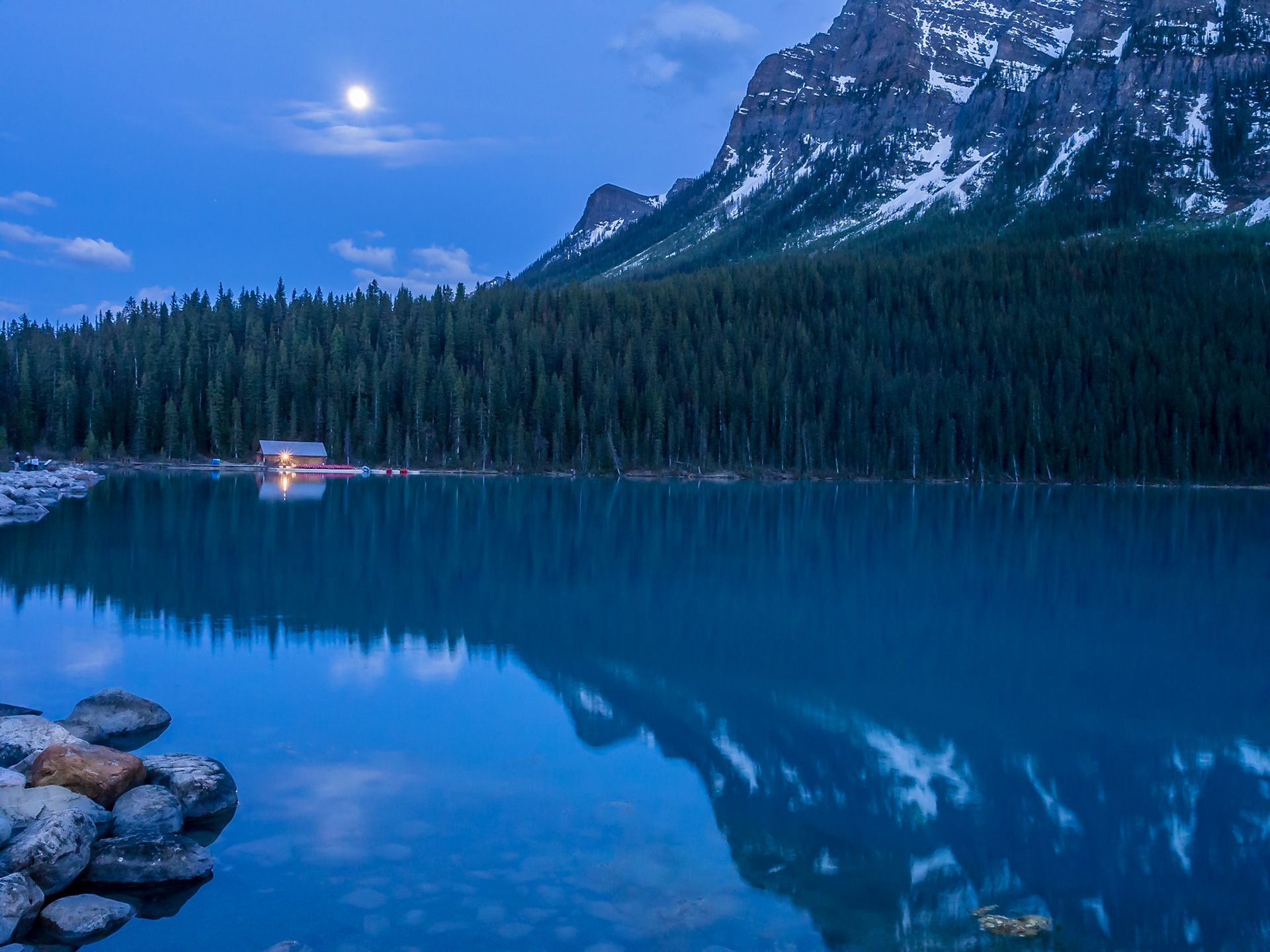 Moonrise Over Lake Louise