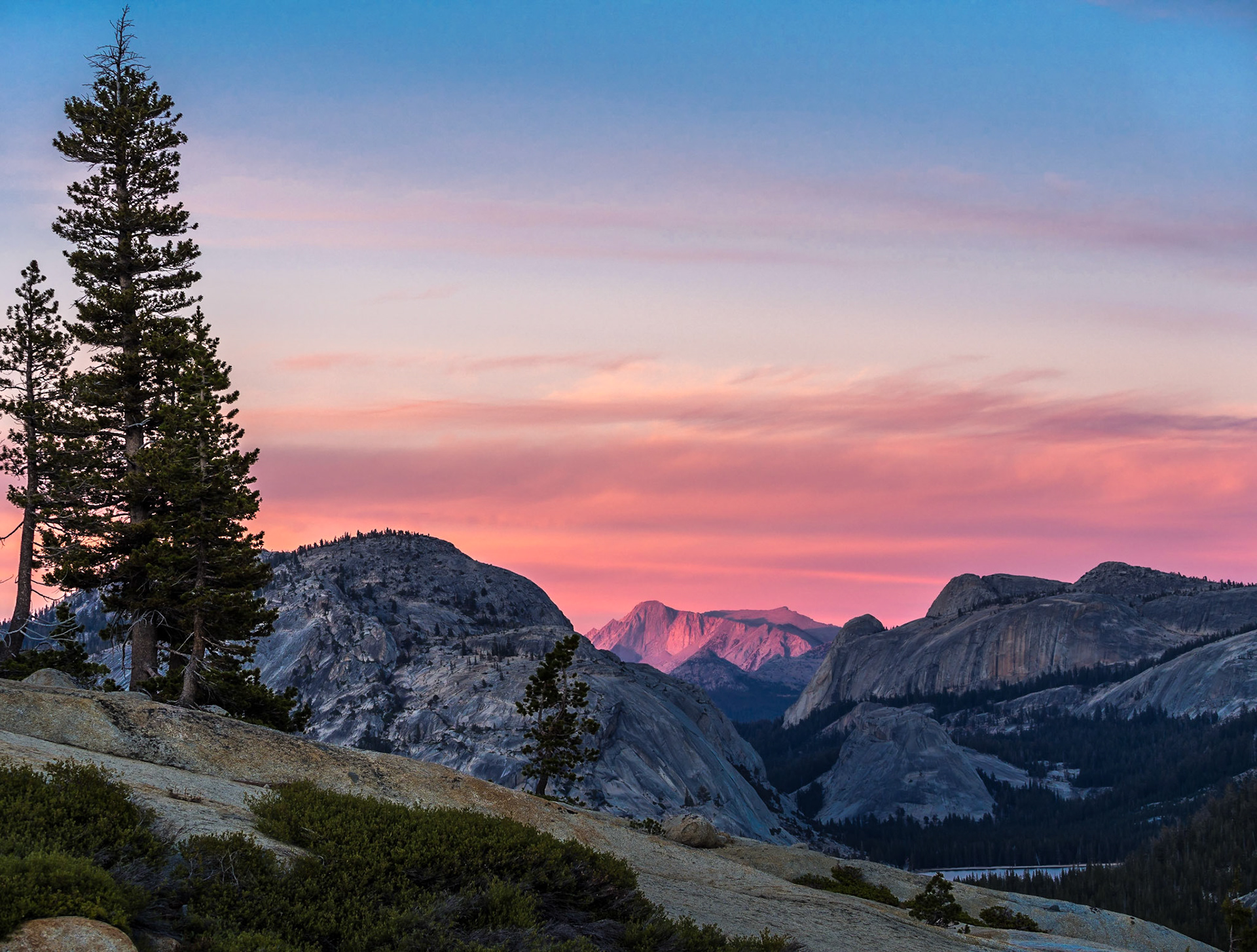Twilight Over Polly Dome, Mt. Conness, and Tenaya Lake, Yosemite National Park