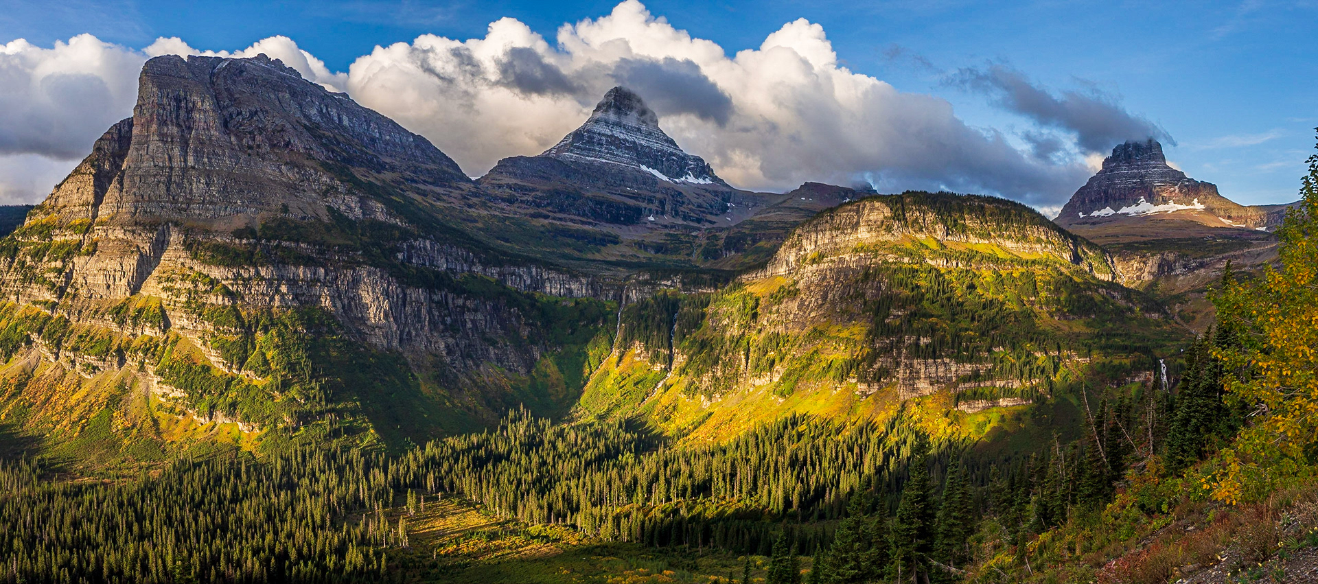 Heavy Runner Mountain (left), Reynolds Mountain (middle) and Clements Mountain (right)