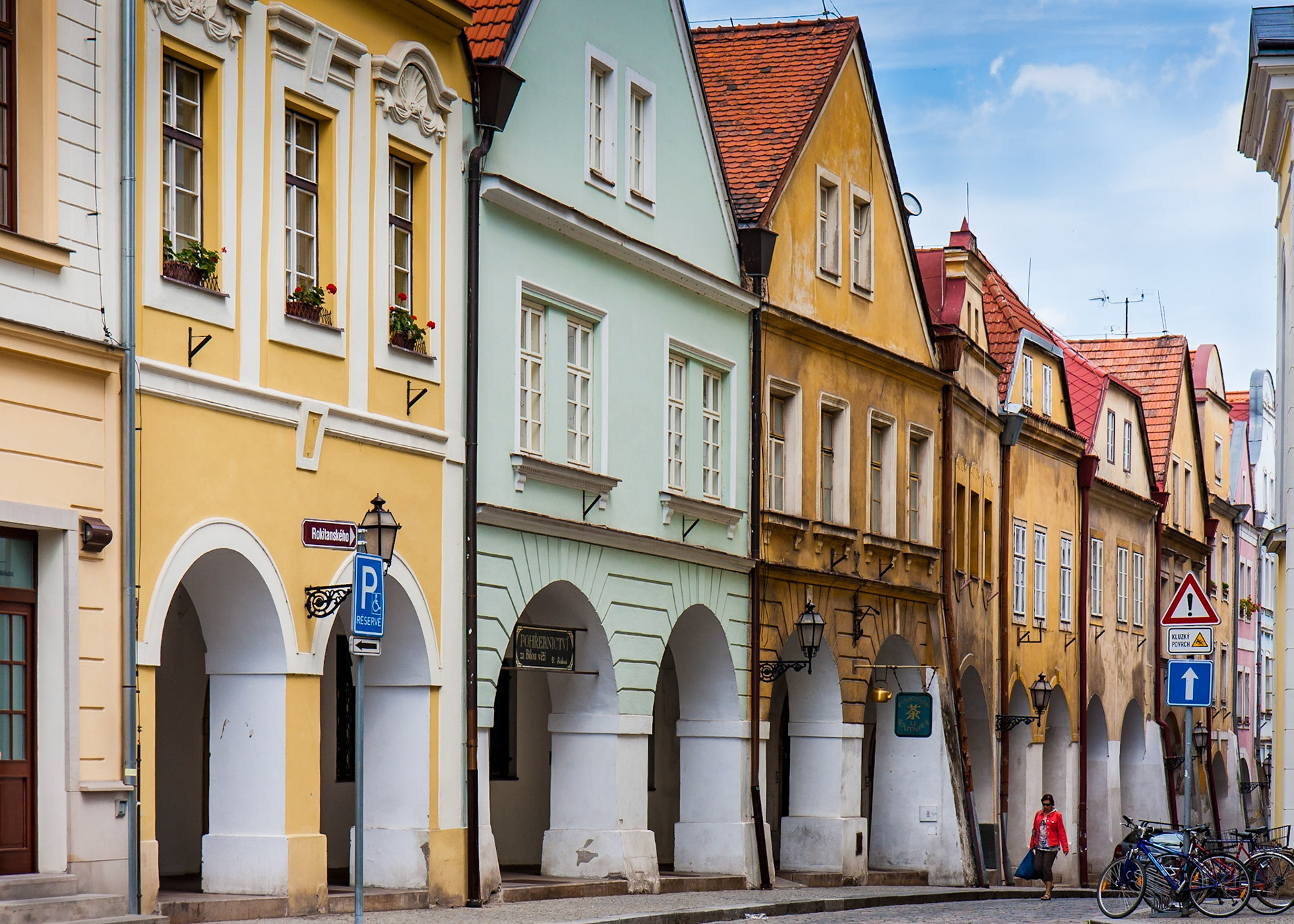 Buildings on a street off the main square