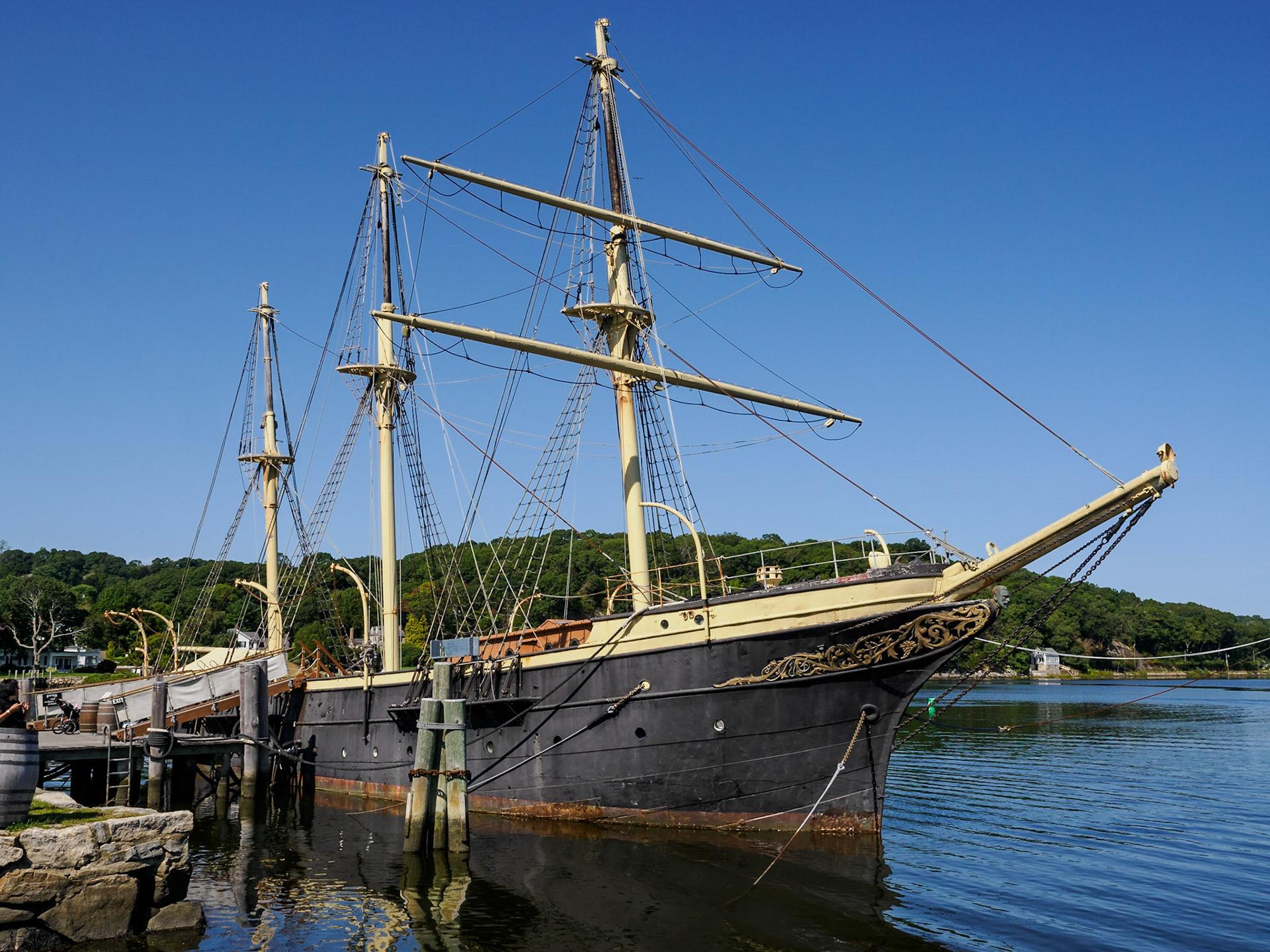 The Joseph Conrad is a training ship that was built in Copenhagen in 1882. The 111-foot vessel was designed to accommodate eighty boys in training for the Danish merchant service.