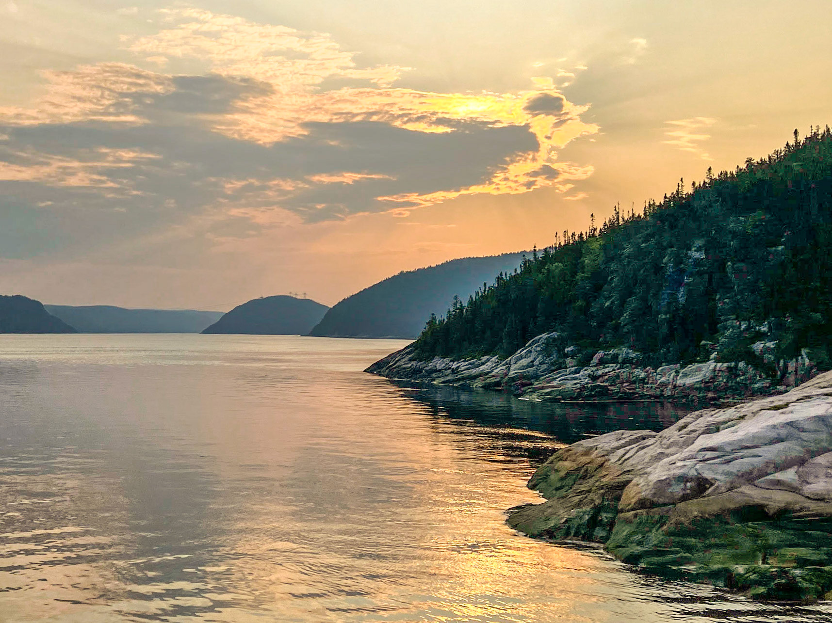 Leaving Tadoussac, looking west toward the Fjord du Saguenay.