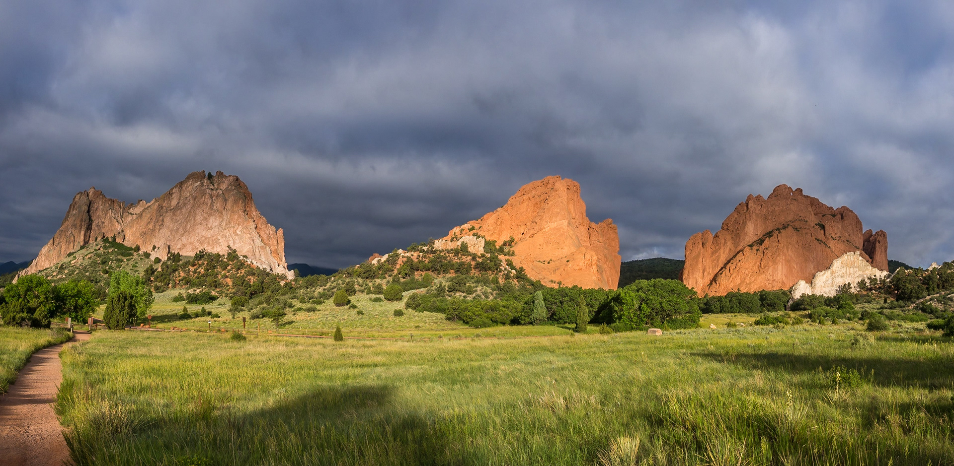 Garden of the Gods as the sun breaks through the clouds
