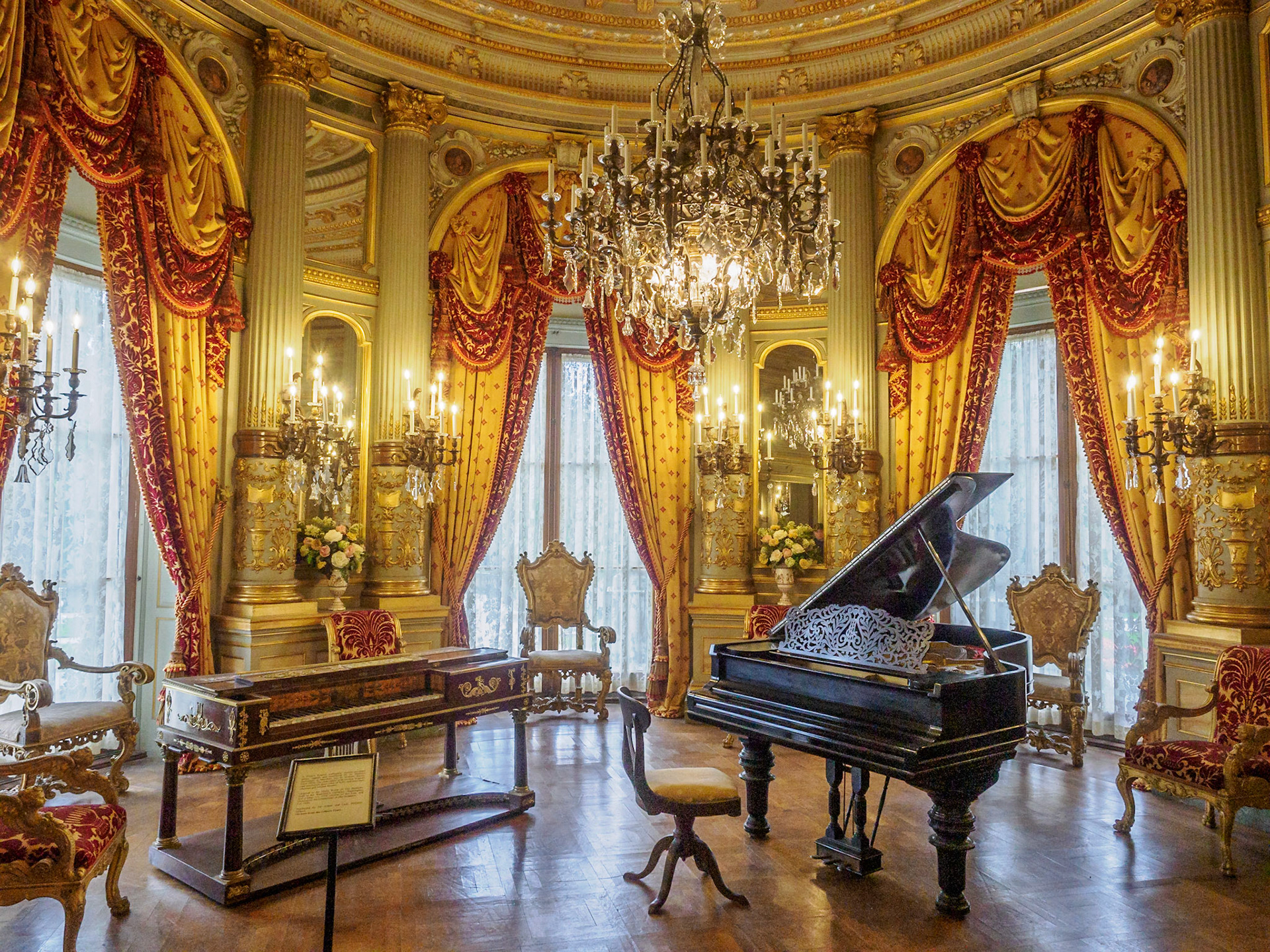 The Music Room was constructed in France then disassembled and shipped to the United States for reassembly inside the house.