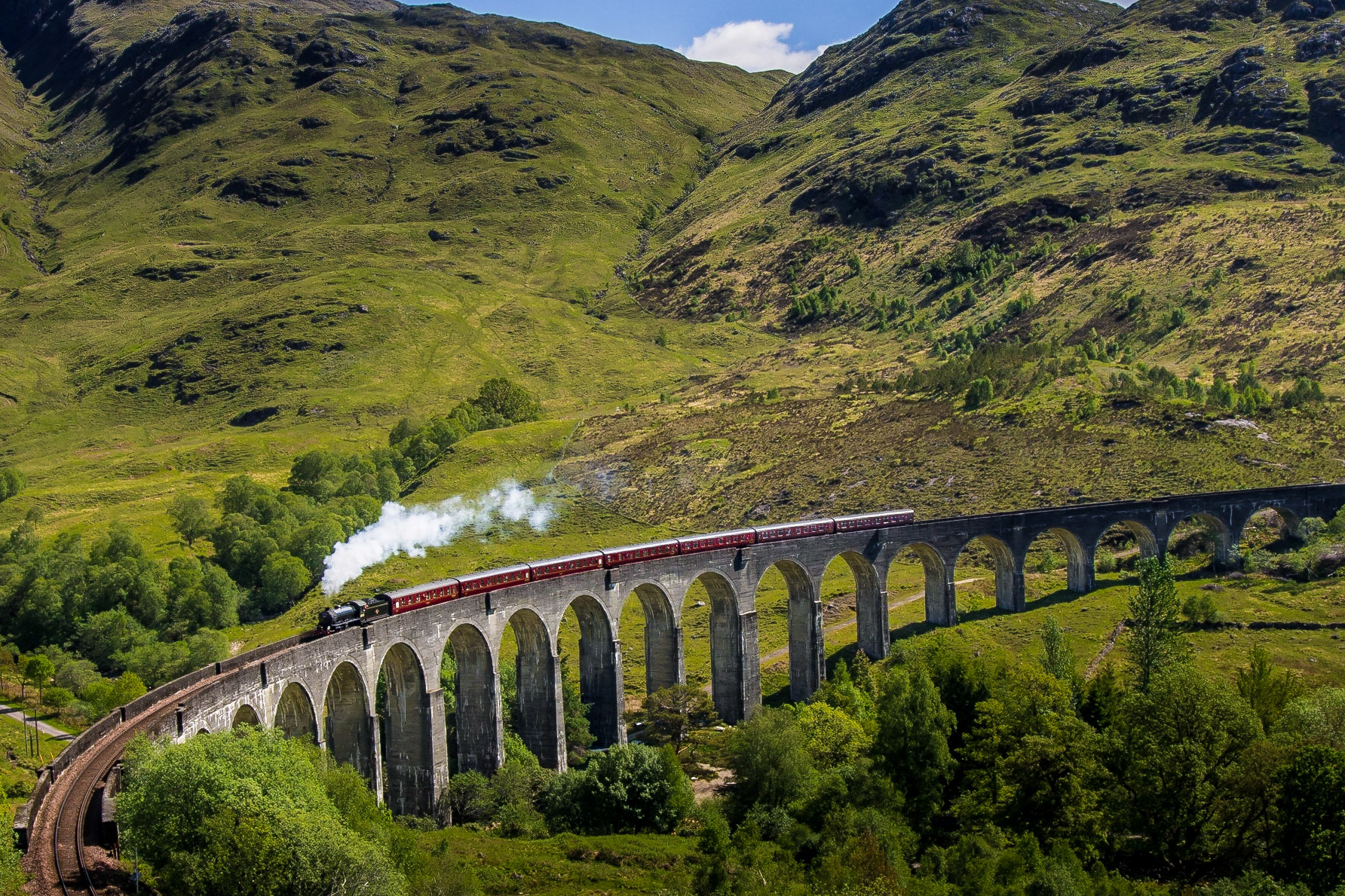 Glenfinnan Viaduct and the Jacobite Steam Train to Hogwarts Academy