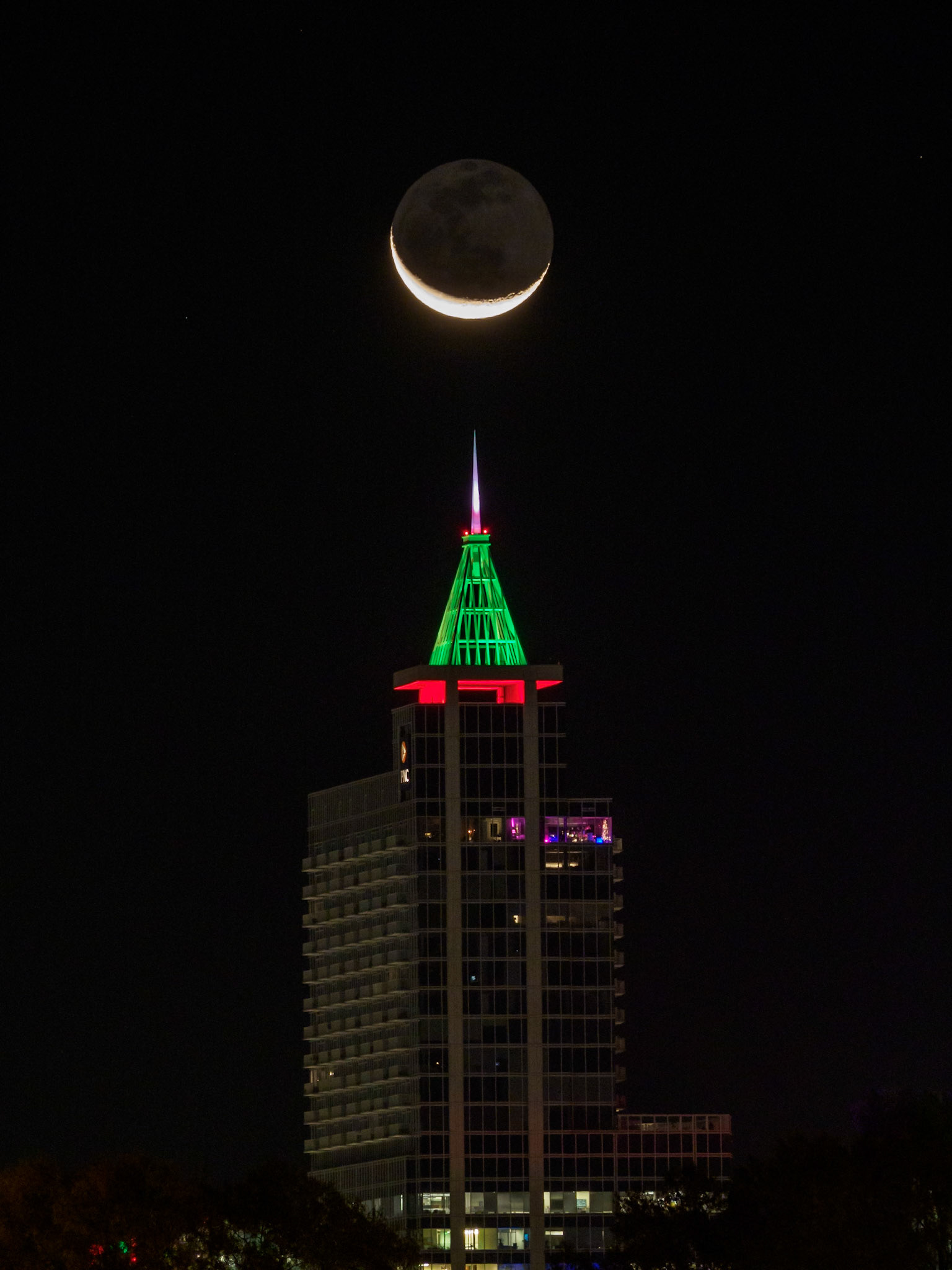 Crescent Moon Over PNC Building