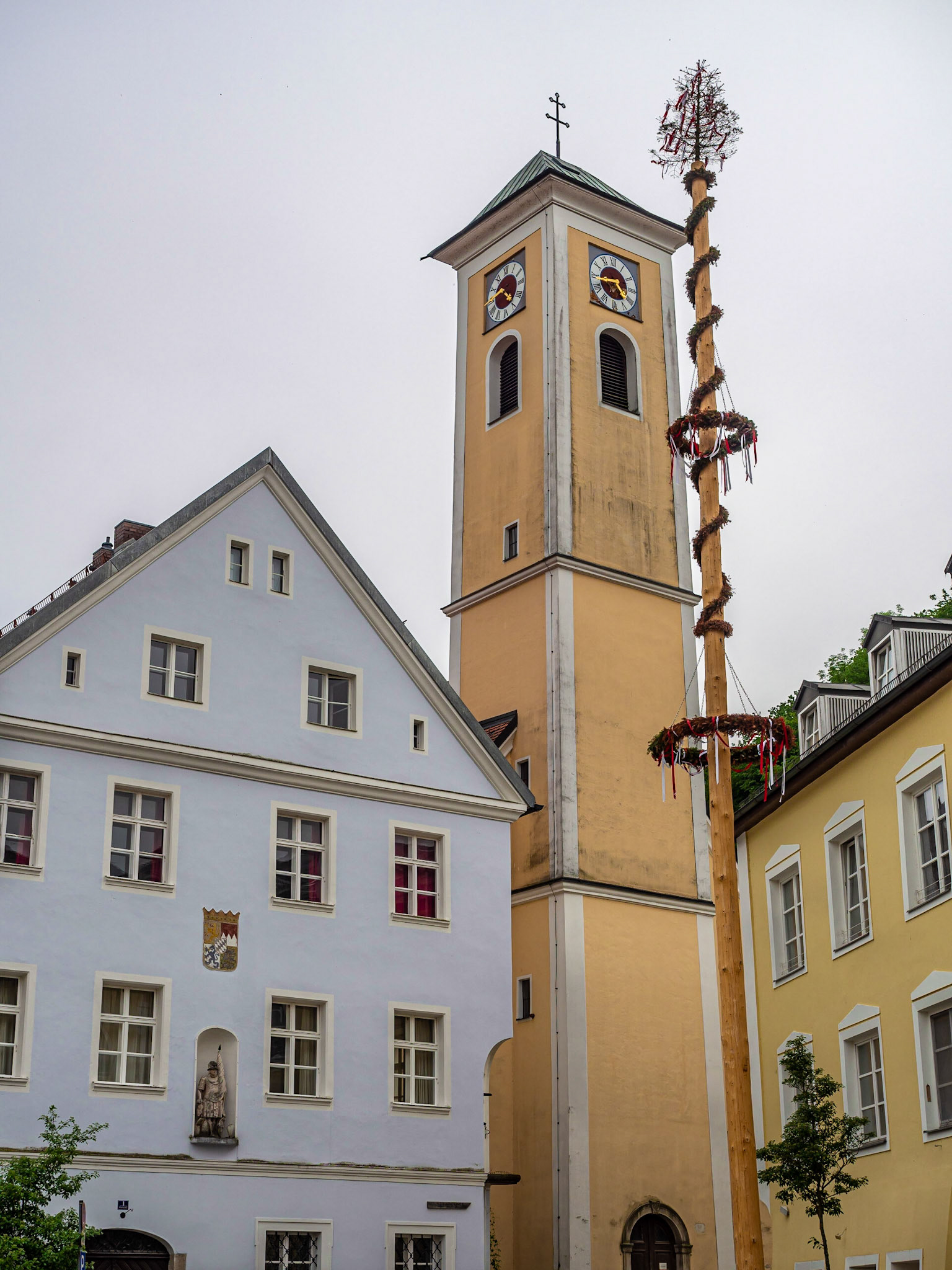 Traveling in May, we saw lots of Maypoles, a very European tradition, in both the smaller villages and larger cities we passed on our journey. Here's one in the town square of Hals.