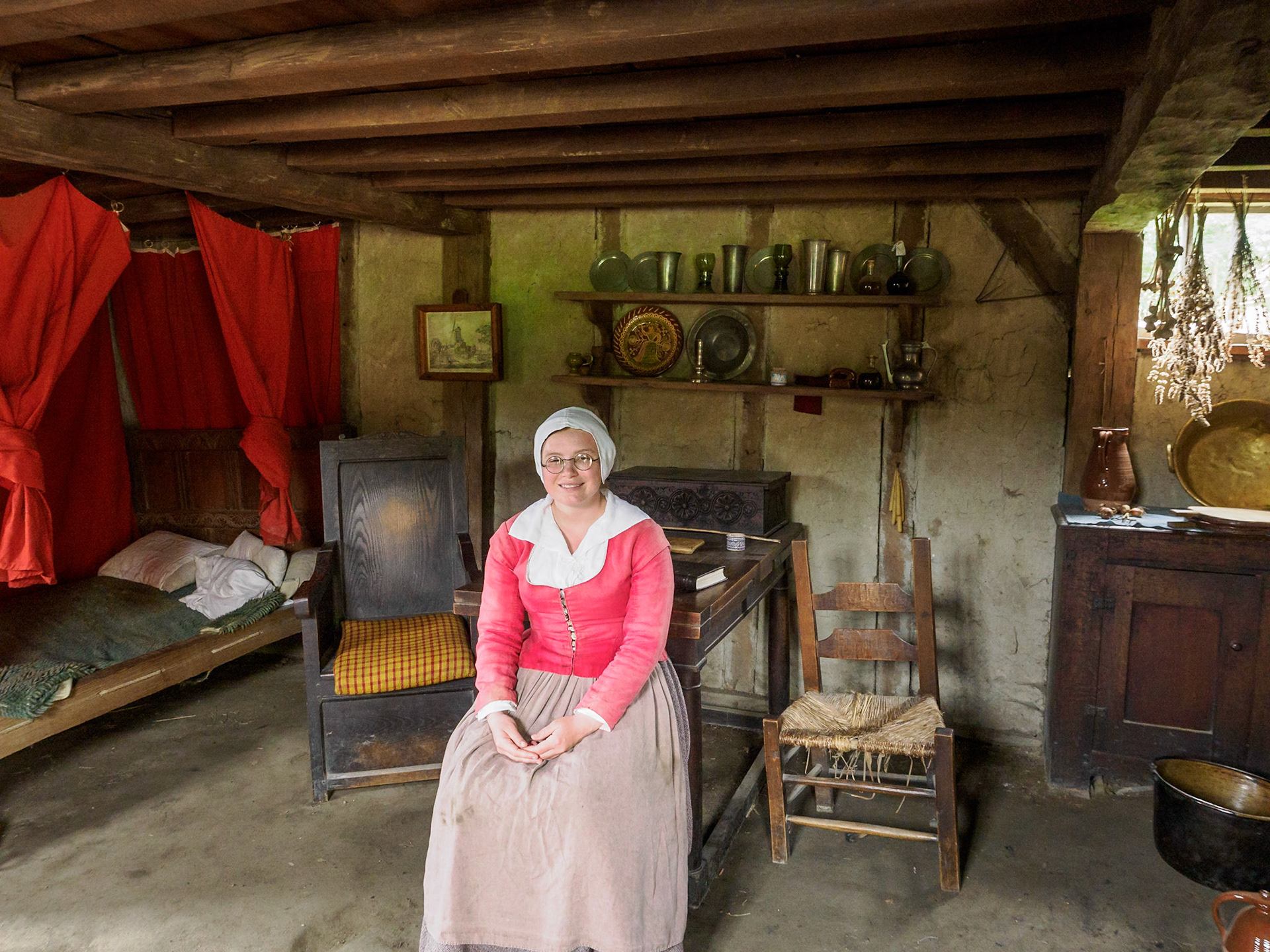 A housewife in one of the homes of the 17th century.