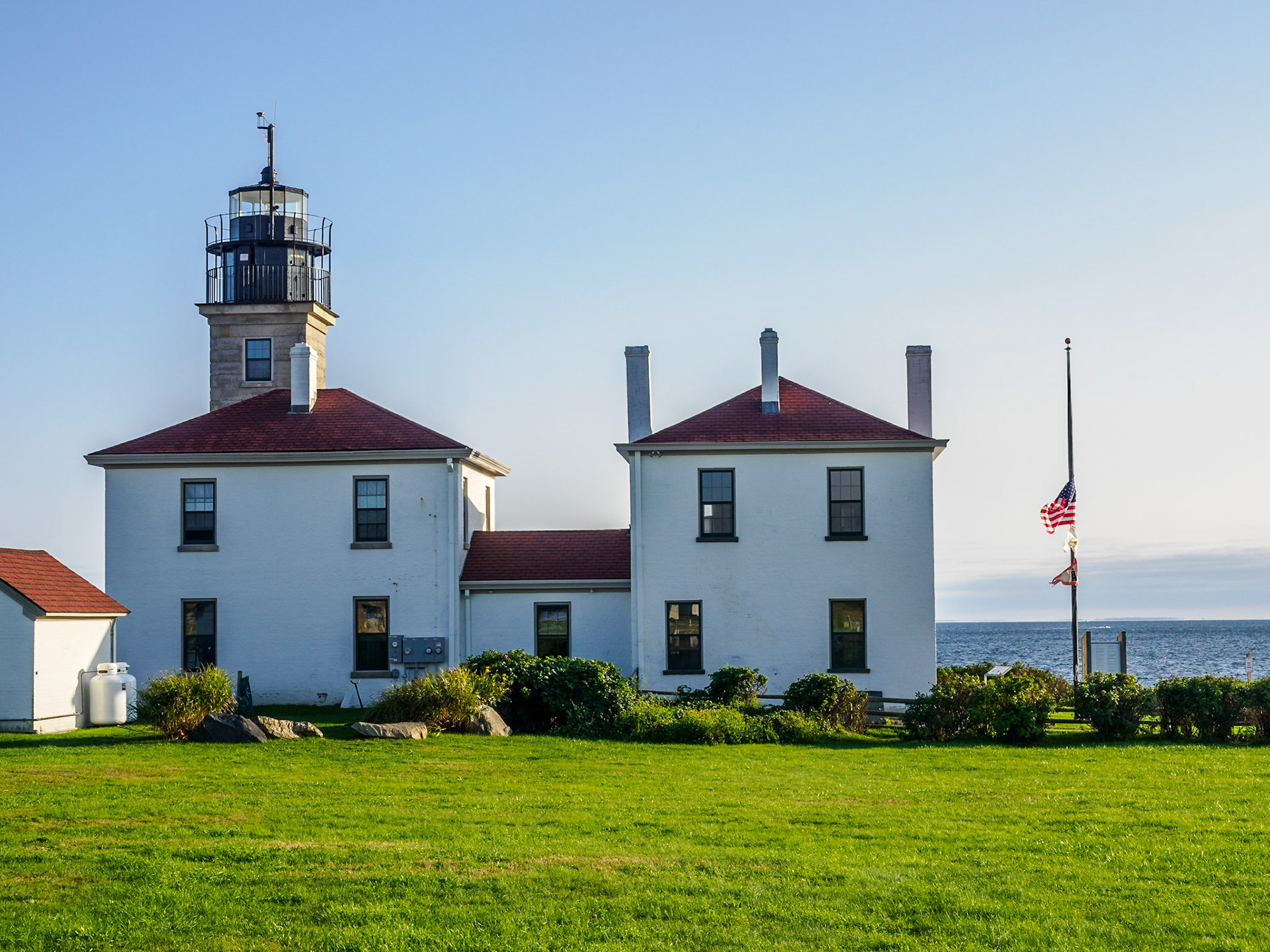 The Beavertail Lighthouse is located in Beavertail State Park