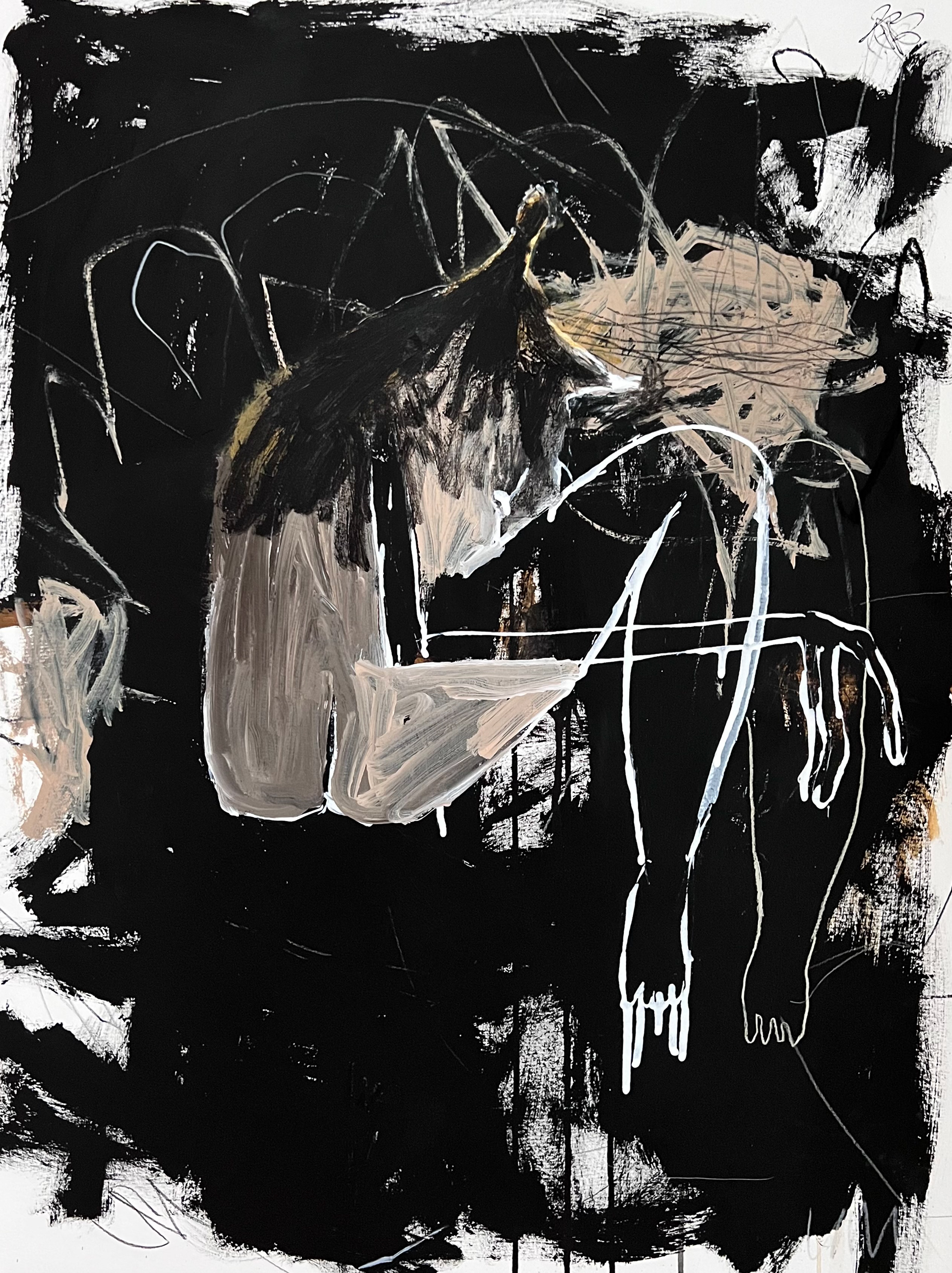Black Bean 18 x 24 in Mixed Media on paper 2023