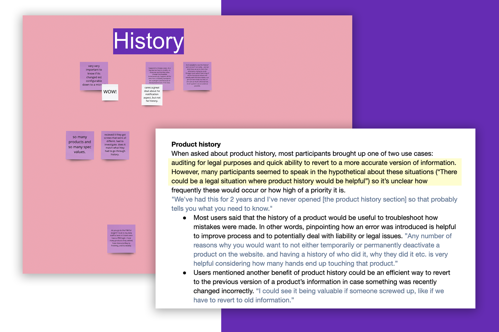 Notes and results from a contextual inquiry.