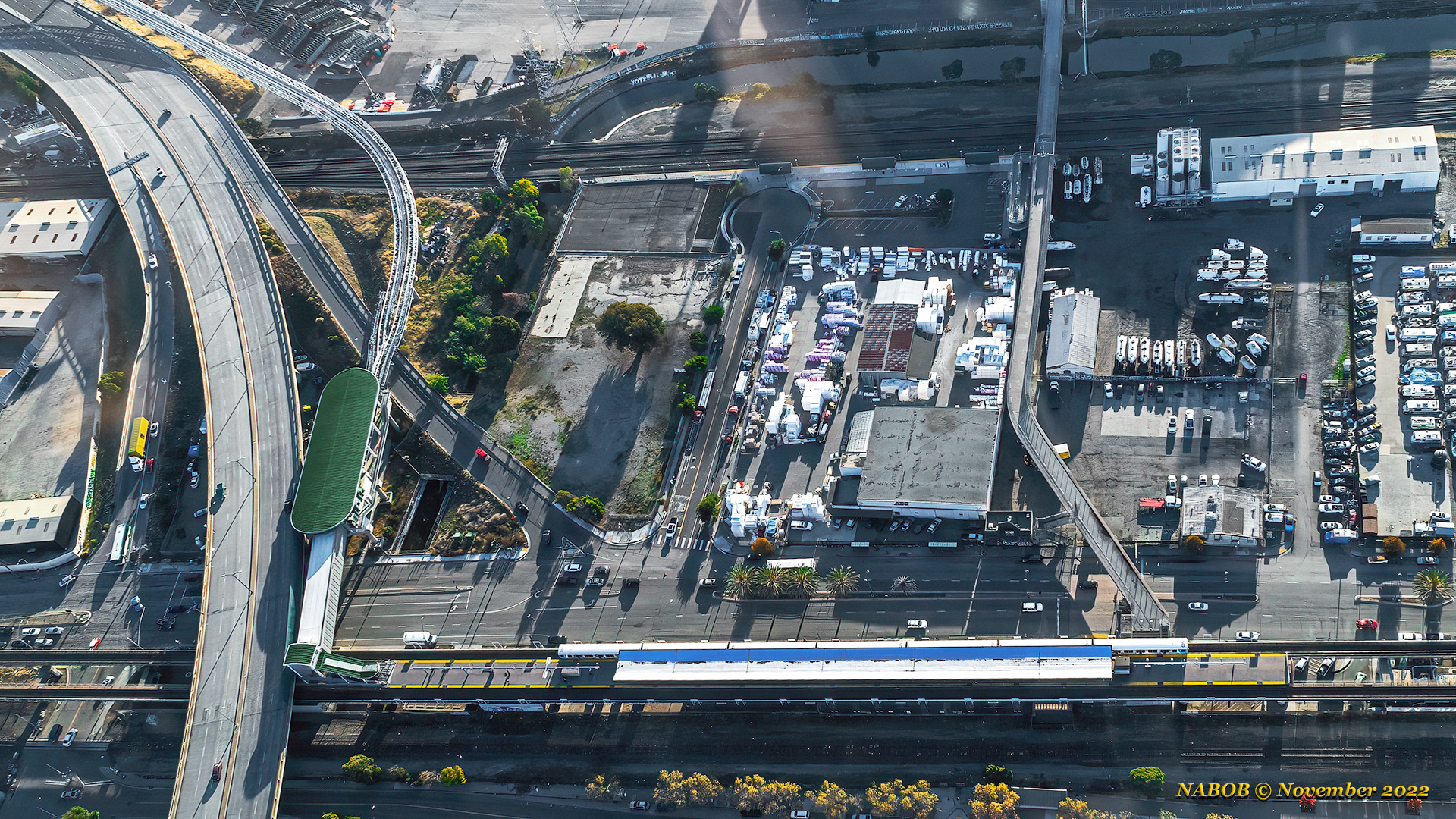 Aerial View Oakland Coliseum BART Station