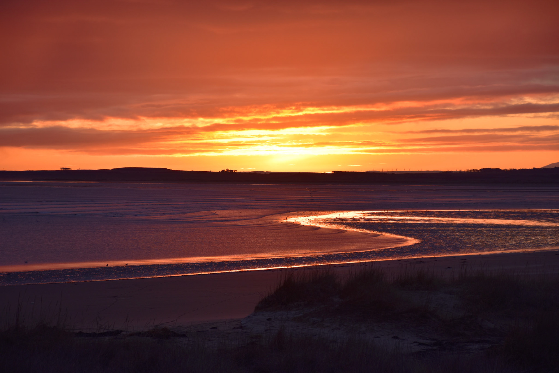 Winter Sunrise across Dornoch Beach and Dornoch Firth
