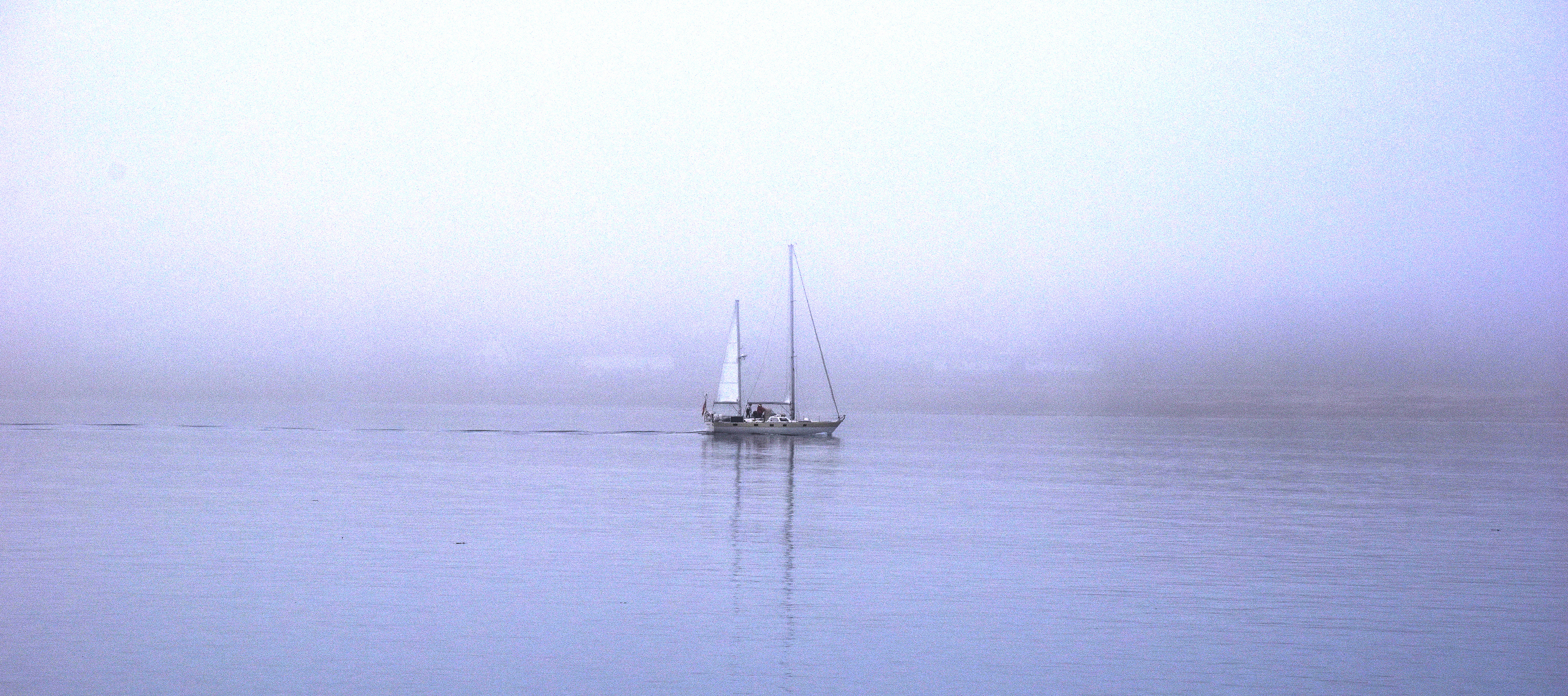 Yacht in the mist on Cromarty Firth