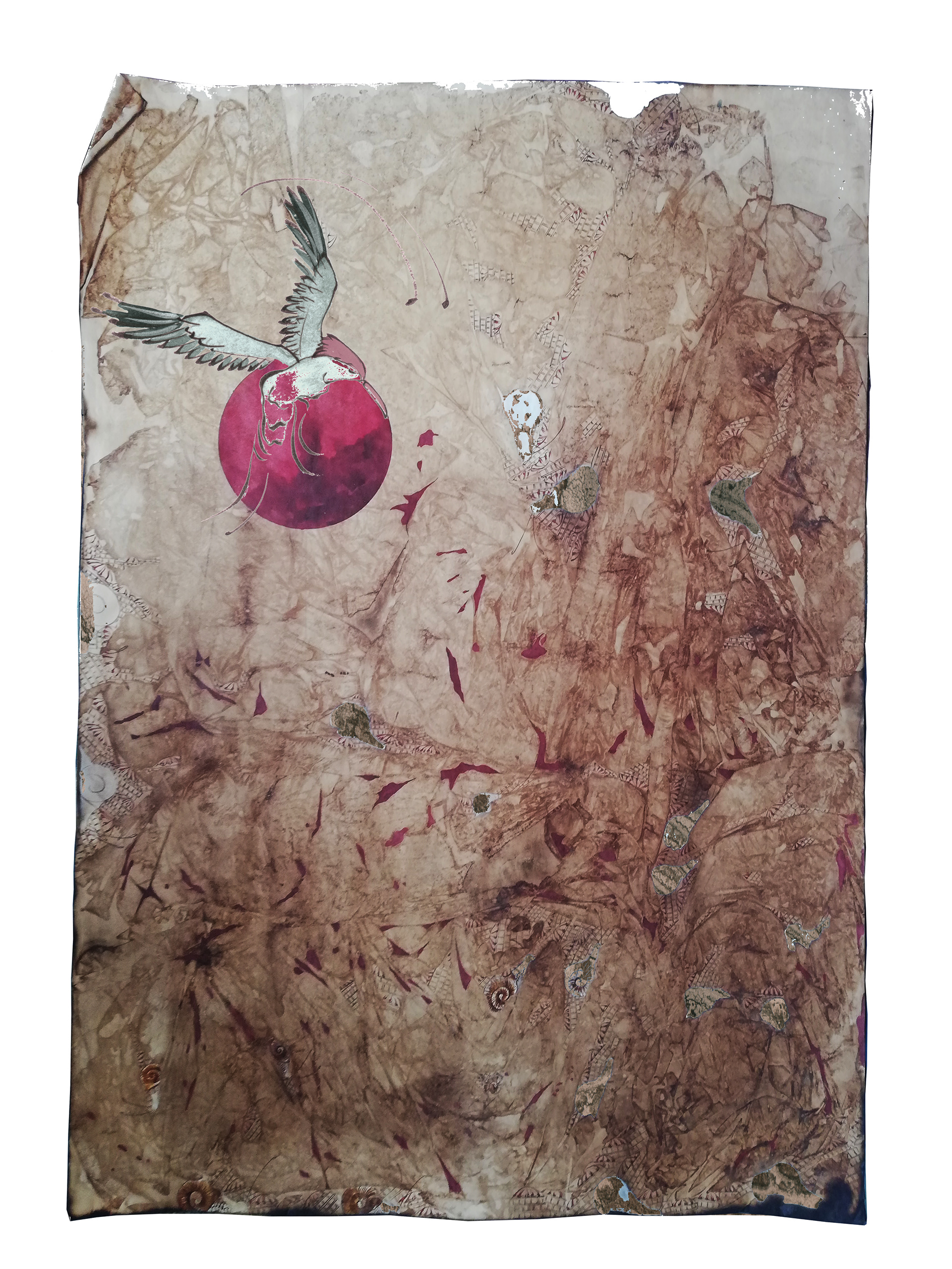 “İsimsiz 2” 70x100 cm El yapımı kağıt üzerine karışık teknik + kolaj