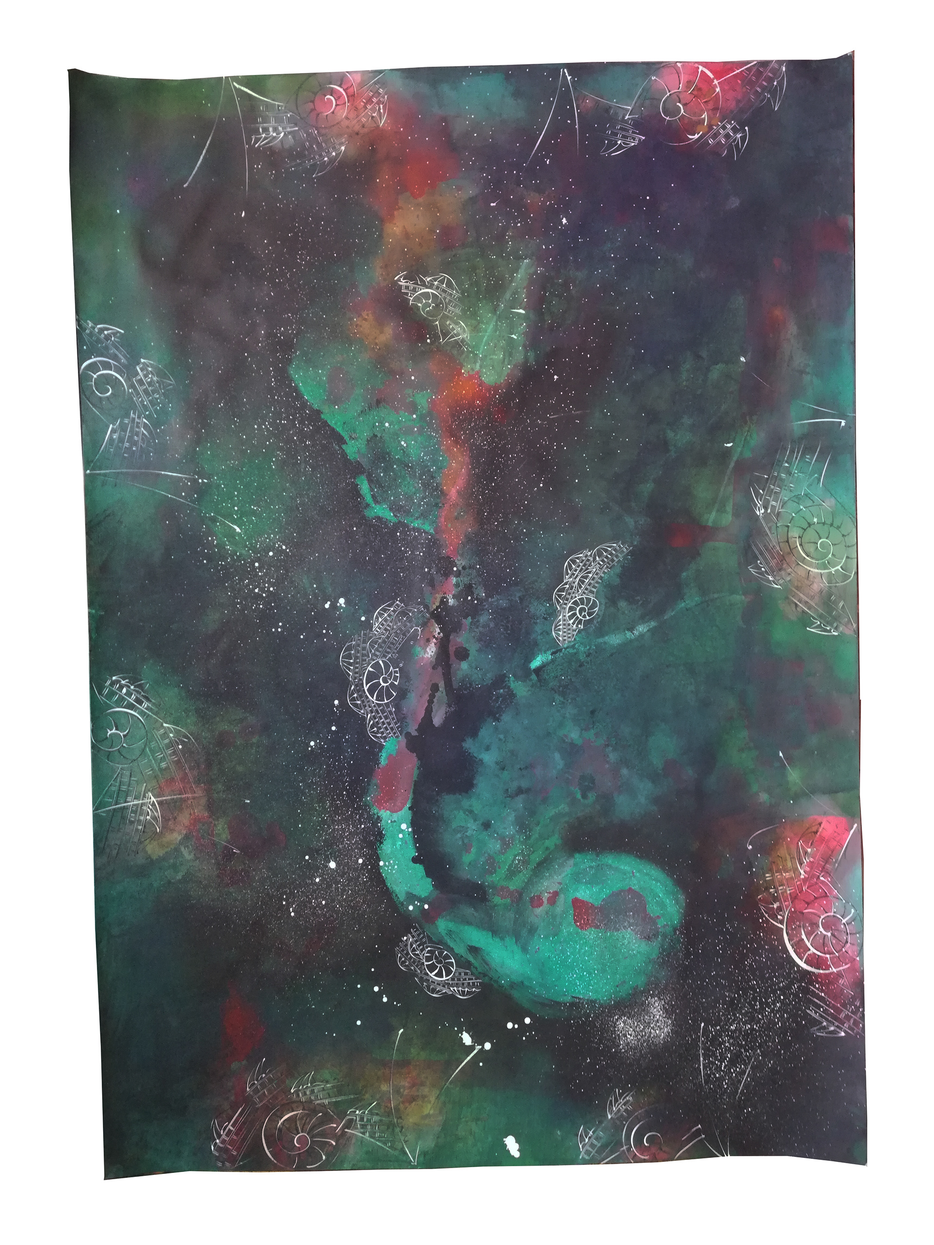 “İsimsiz 10” 70x100 cm El yapımı kağıt üzerine karışık teknik + kolaj