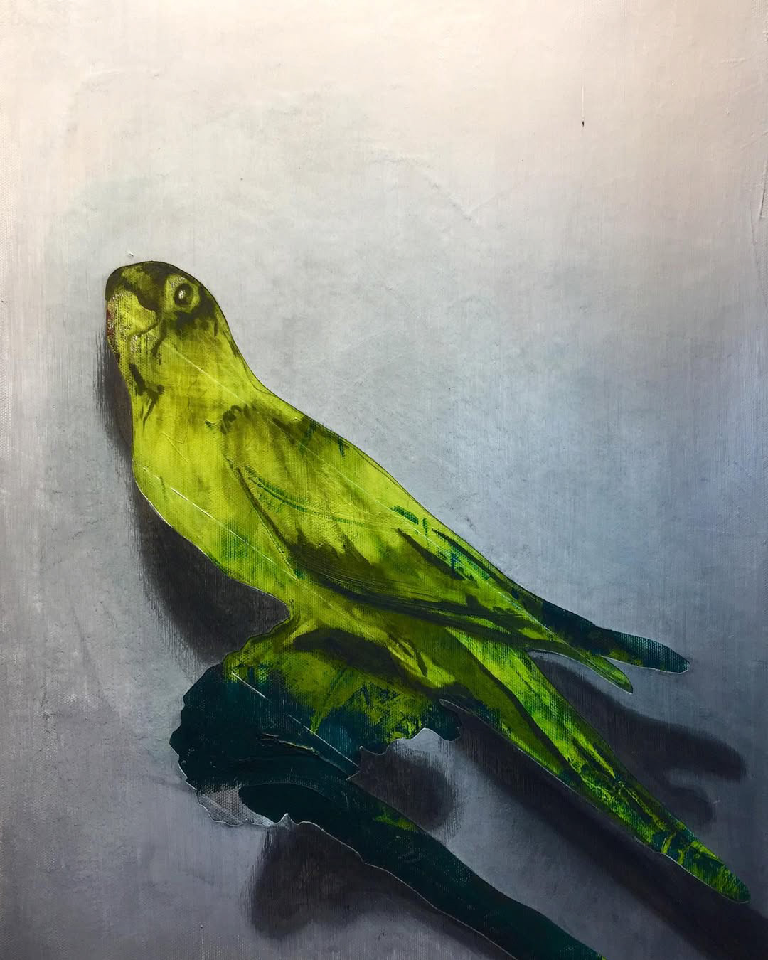 Yeşil Kanat Altında, 35 x 50 cm, tuval üzerine akrilik ve füzen, 2024