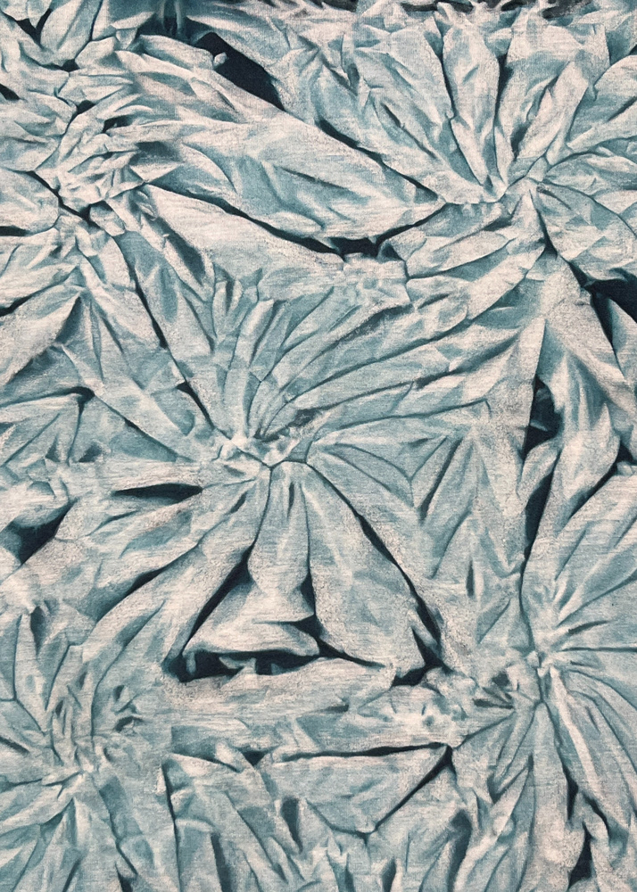 Düğüm, 50x70 cm, 2025, Lyocell Örme Kumaş Üzerine Karışık Teknik, Lyocell Kumaş ve Kumaş Boyası
