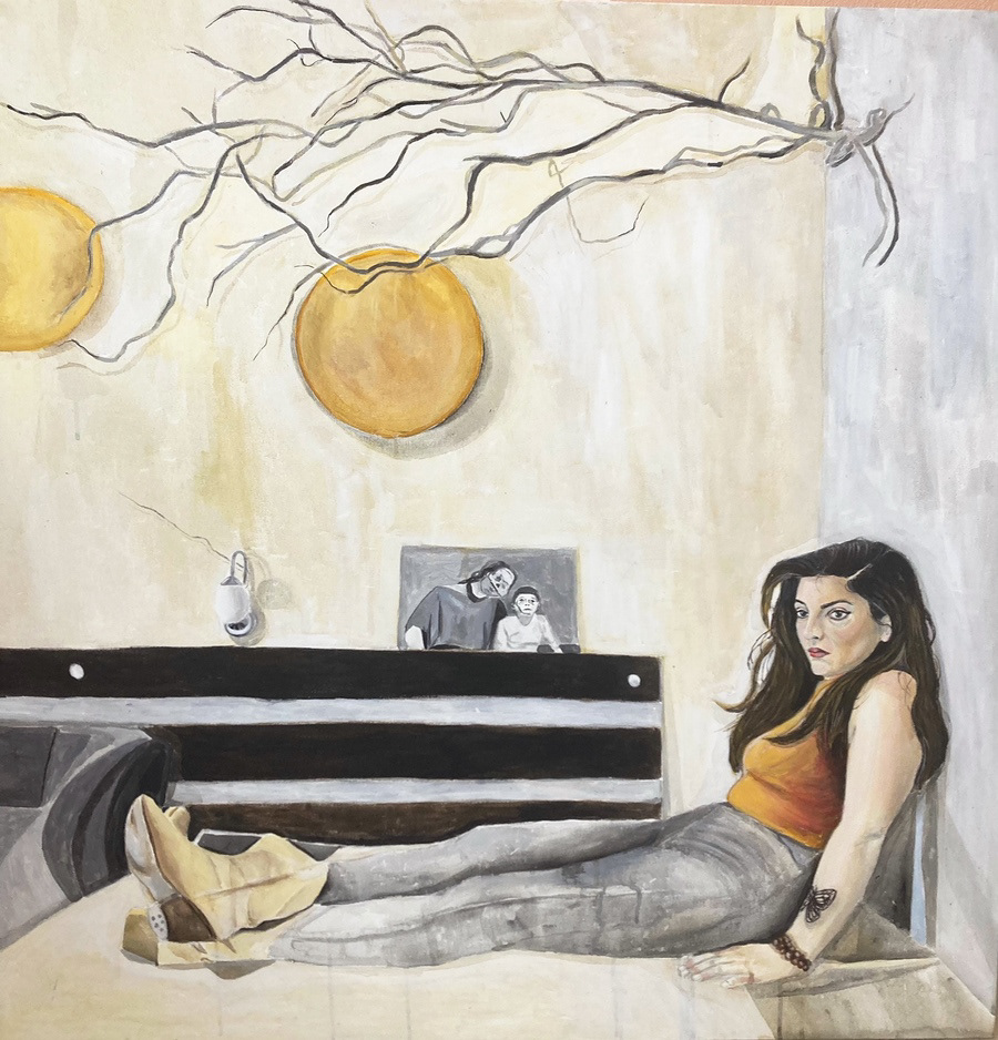 Fergana Kocadoru Özgör, Feyza, 100x100 cm, Tuval Üzerine Akrilik Boya, 2024