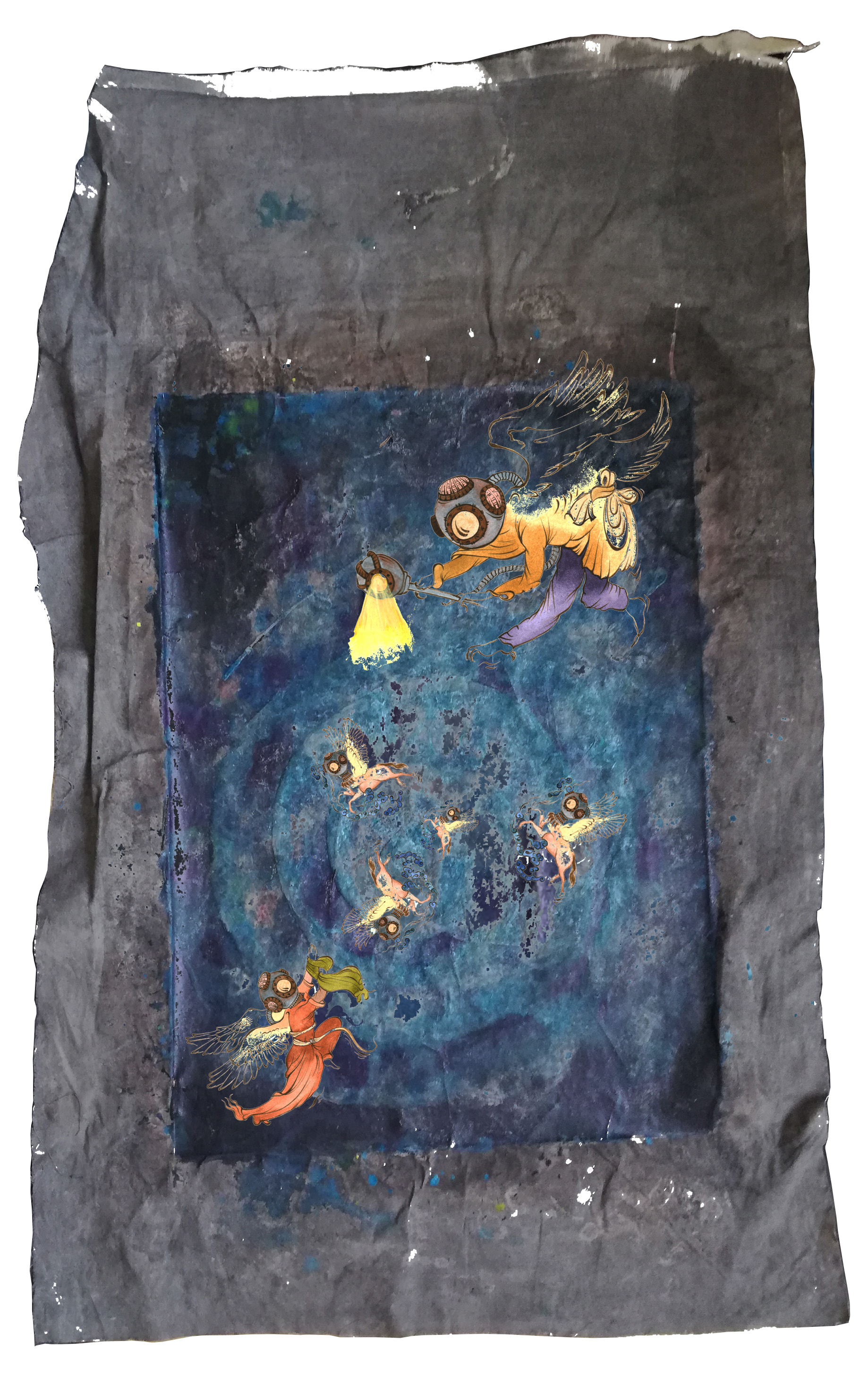 “İsimsiz 4” 70x100 cm El yapımı kağıt üzerine karışık teknik + kolaj