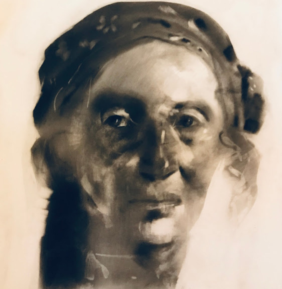 Sema Öcal Çağlayan, Portre, 30x30cm. Kağıt Üzerine Karışık Teknik.