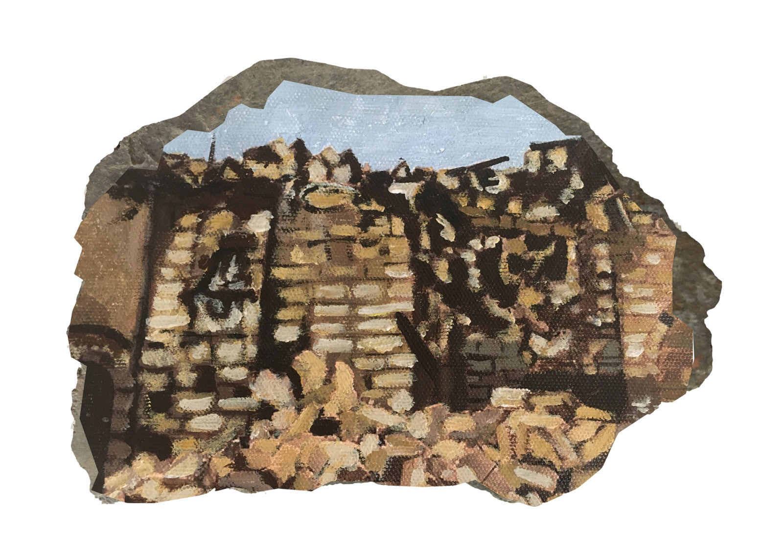 Gaziantep: Taş Üzerine Karışık Teknik, 12x14cm, 2023