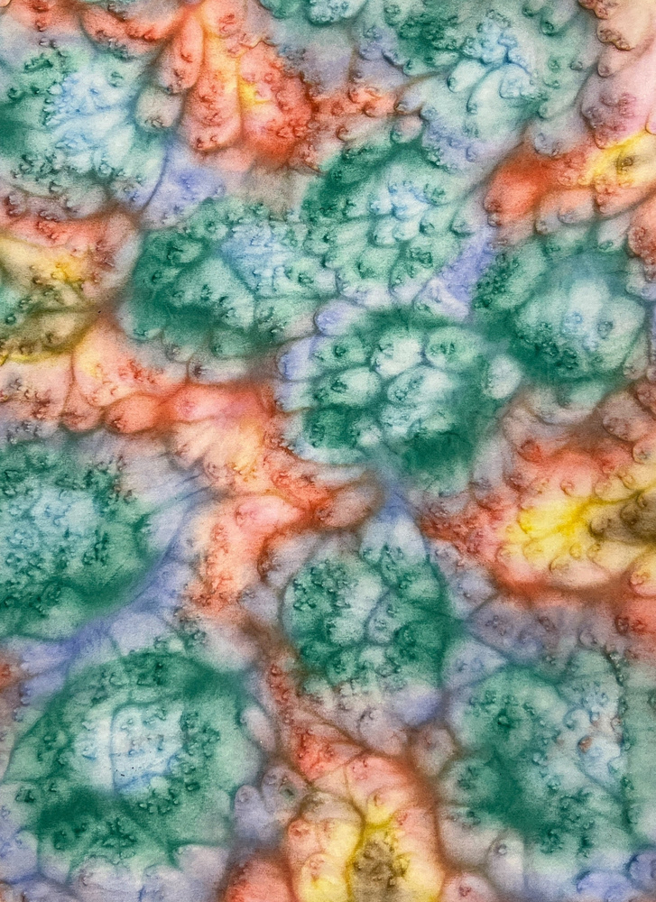 Kıvrım, 40x55 cm, 2025, Lyocell Örme Kumaş Üzerine Karışık Teknik, Lyocell Kumaş ve Kumaş Boyası