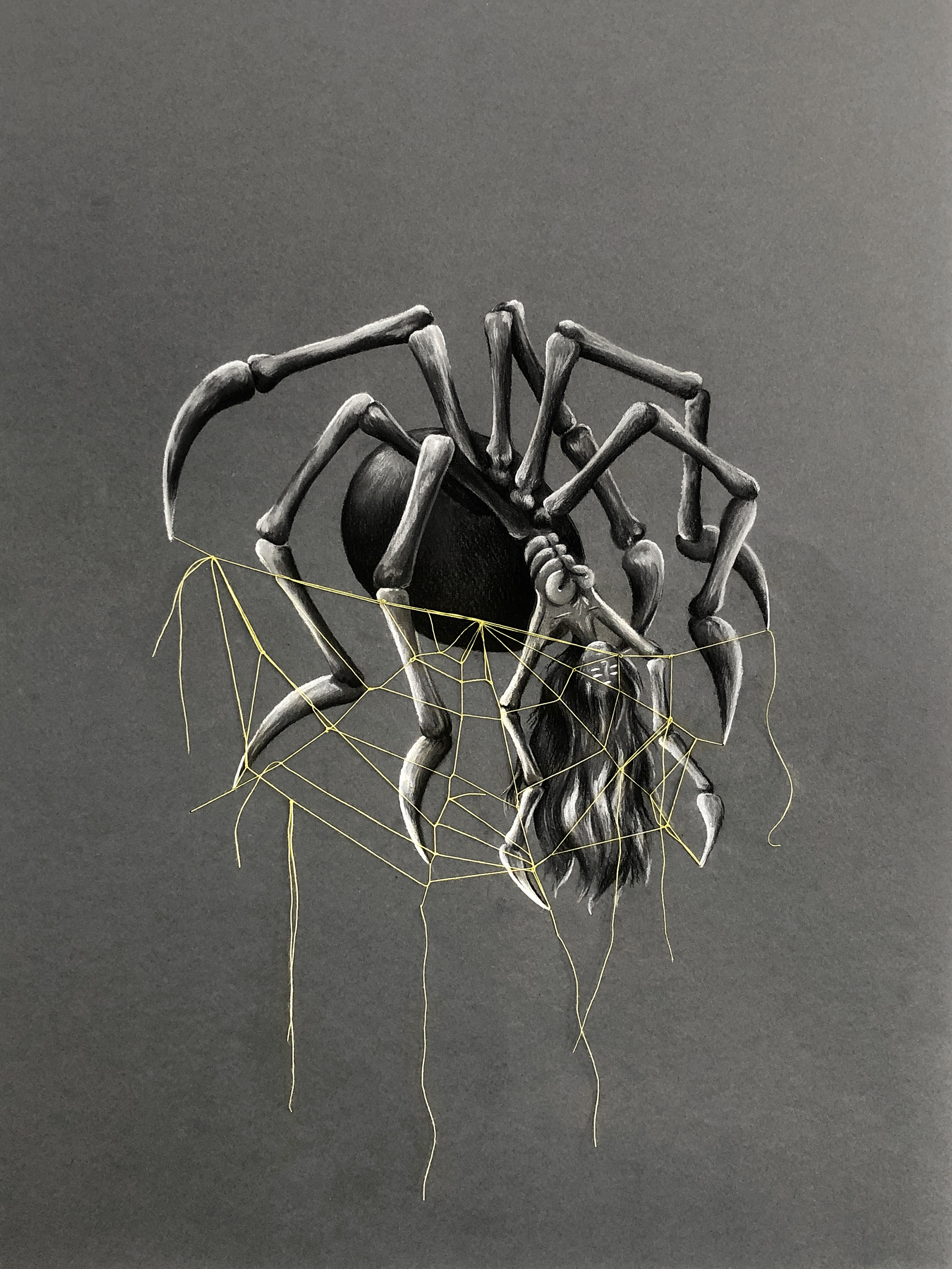 Ecem Hatipoğlu Kiriş, Arachne, 35x40 cm, Karton üzerine karışık tenik, 2021