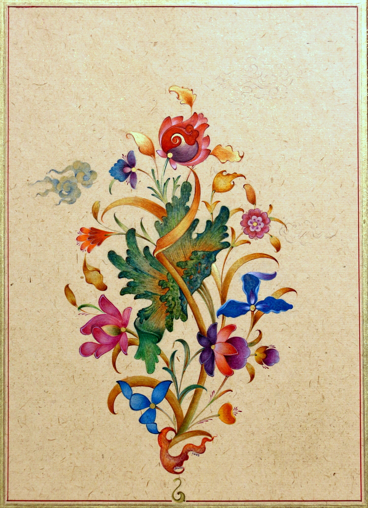 “Huzur”, 20x10 cm, Kağıt / Varak altın, suluboya, 2024