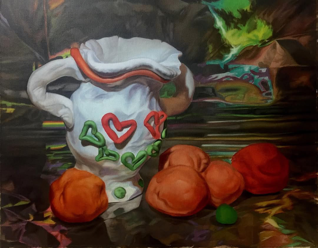 🥾🥾, 50 x 50 cm, tuval üzerine yağlı boya, 2022