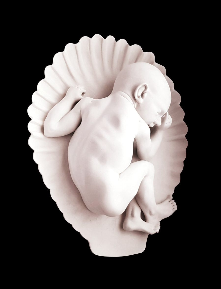 Şahin Bozkurt, İnci Bebek 47×35×14 cm. / Beyaz Vakumlu Kil, 2022