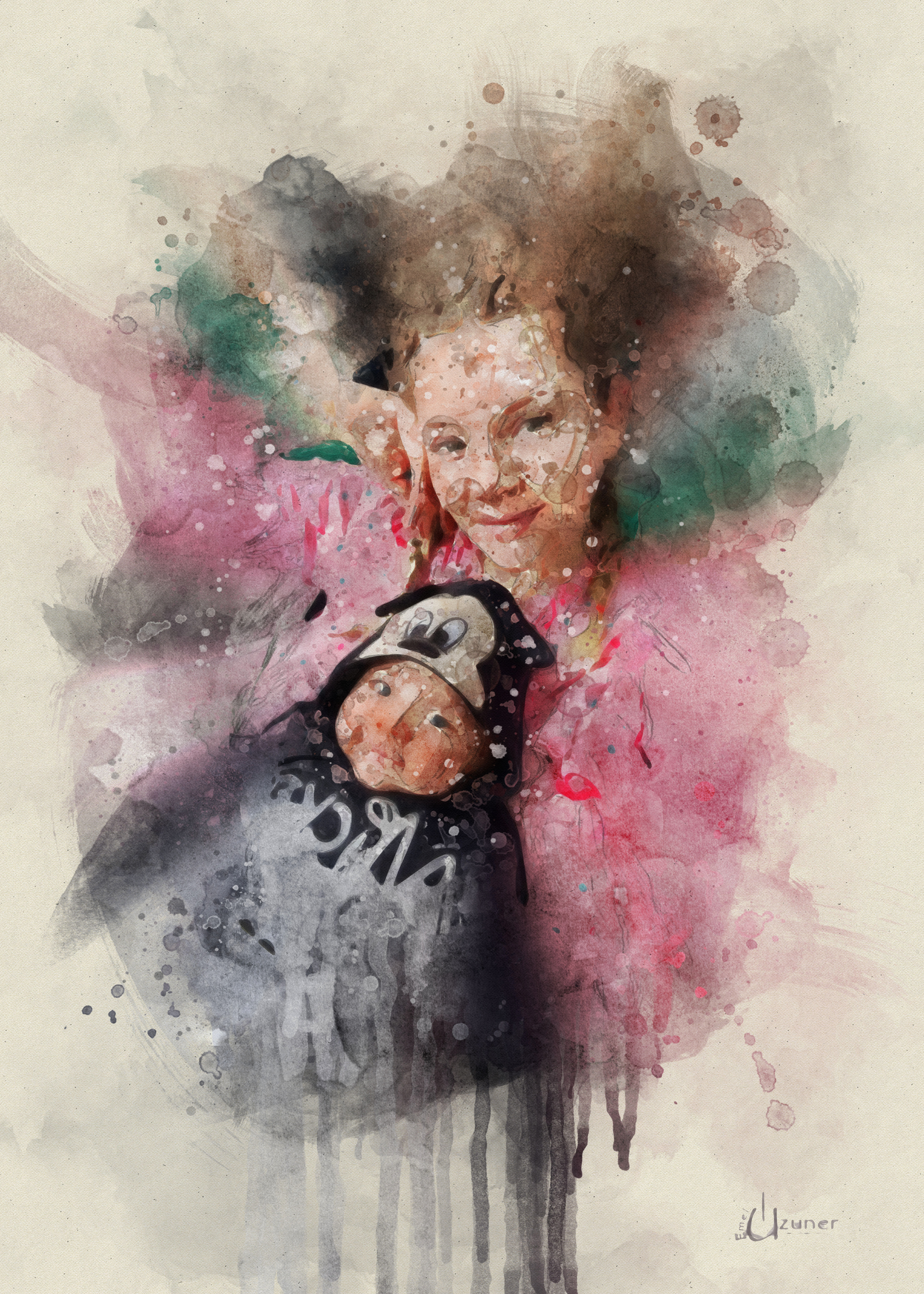 Anne Ve Çocuk, Dijital Art, 50 X 70 Cm, 2023, Bandırma