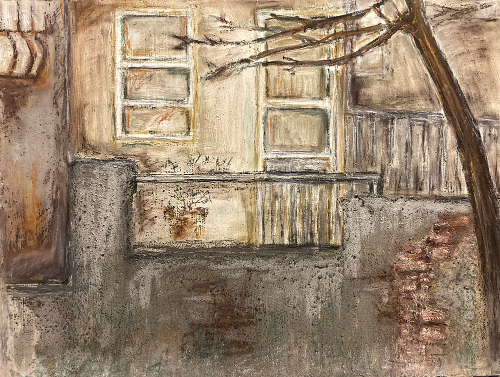 Yasemin Erengezgin Kafkas, Duvarın Ardı (80x60 cm., tuval üzerine karışık teknik)