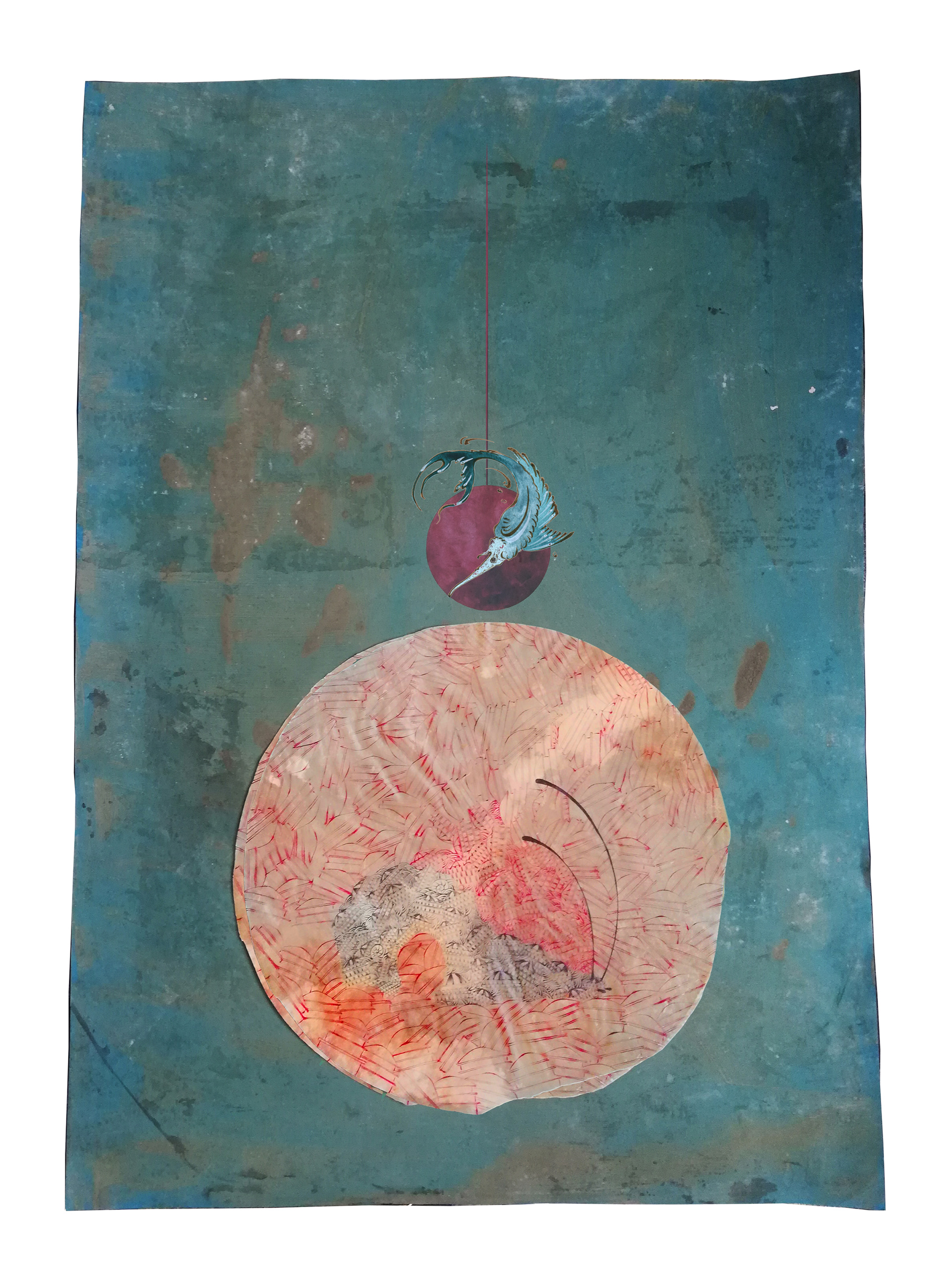 “İsimsiz 6” 70x100 cm El yapımı kağıt üzerine karışık teknik + kolaj