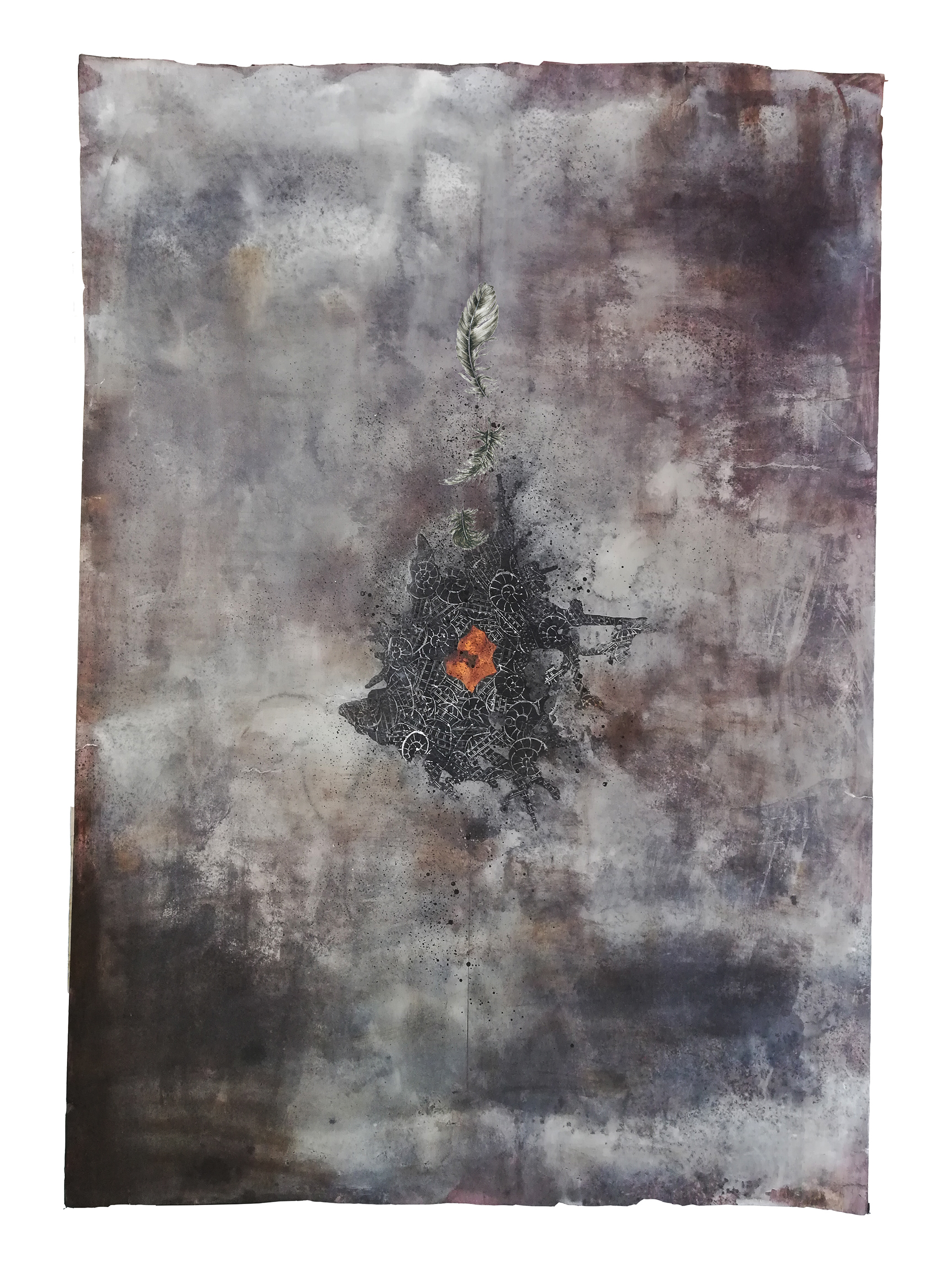 “İsimsiz 7” 70x100 cm El yapımı kağıt üzerine karışık teknik + kolaj