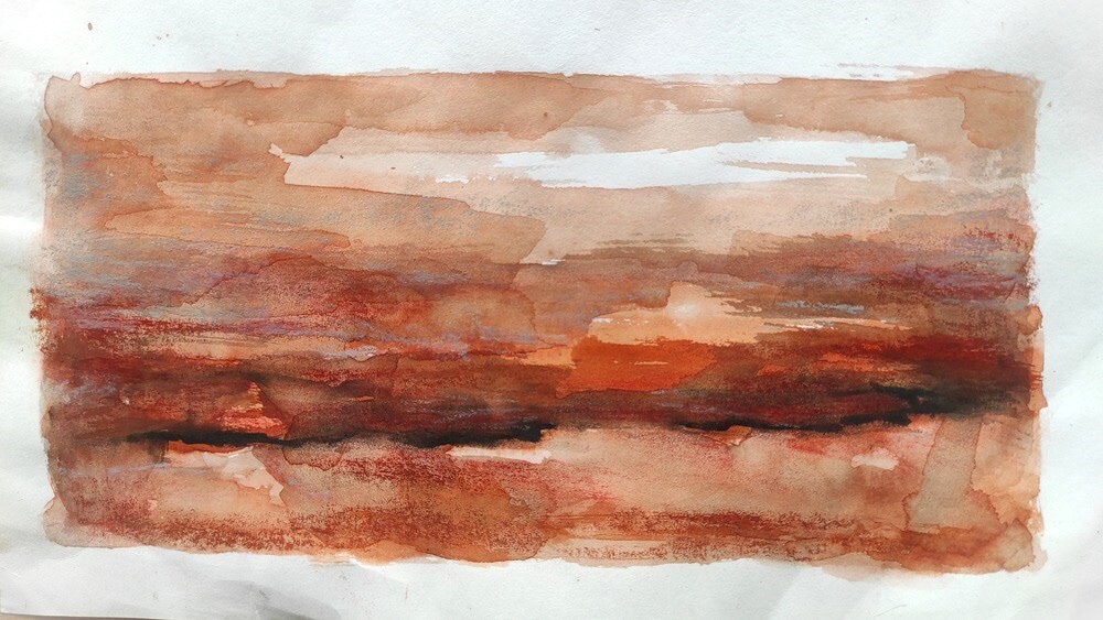 Ceyhun Topçu, İsimsiz, kağıt üzerine suluboya, 11x21cm, 2021