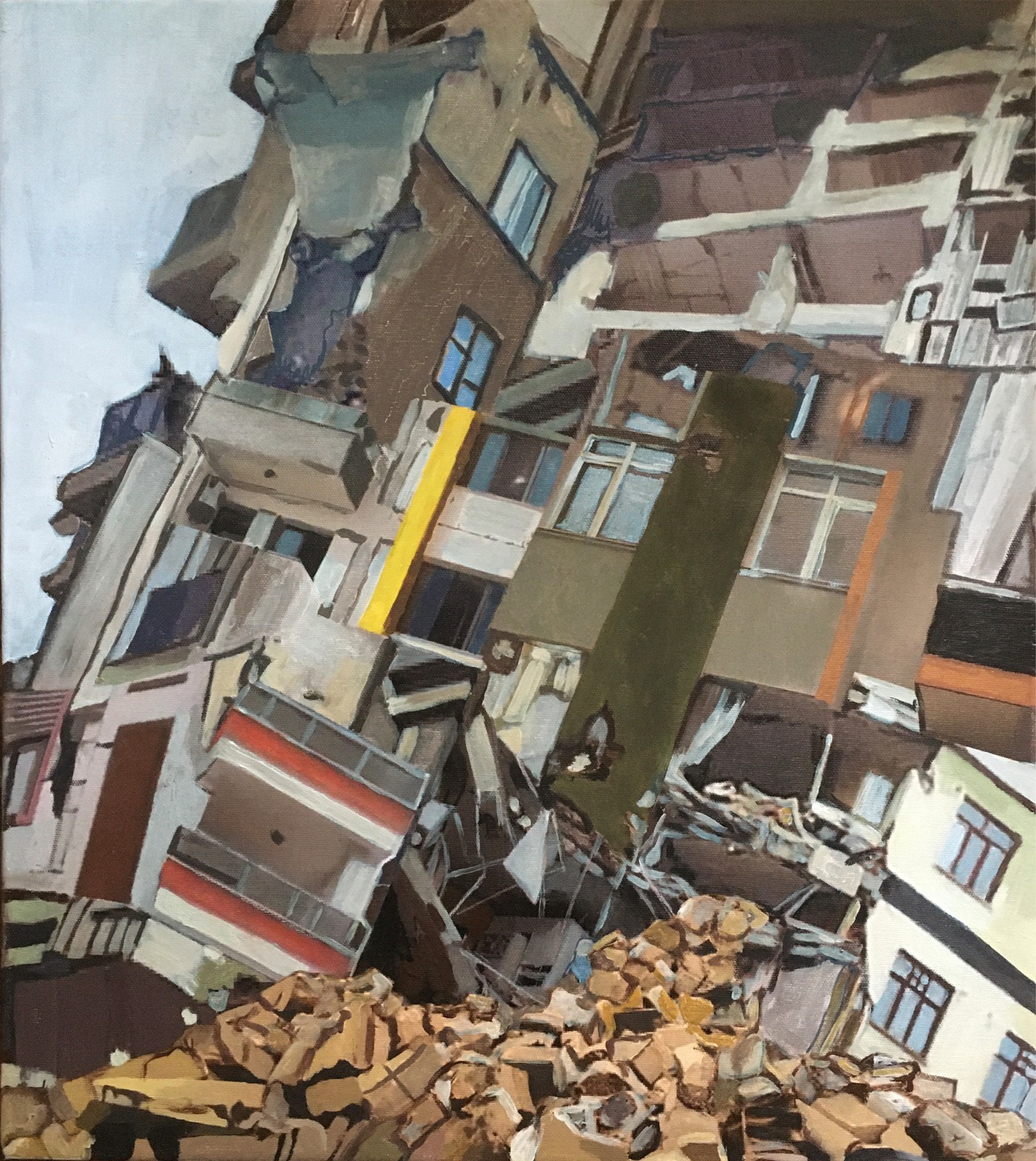 Deprem Hafızası 1: 50x45. cm. Tuval Üzerine Karışık Teknik, 2023
