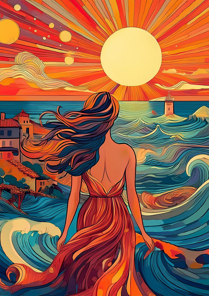 Çınar Derya İncesu Karahan, "Sunset Lover", 35x50, İllüstrasyon, 2025