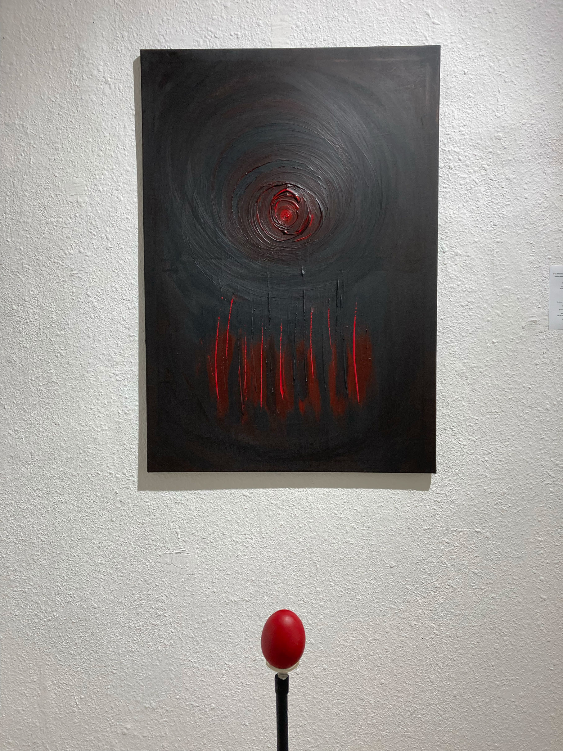 Wibracje natury i człowieka, Obraz, płótno, akryl 100x70 cm, Instalacja: jajko