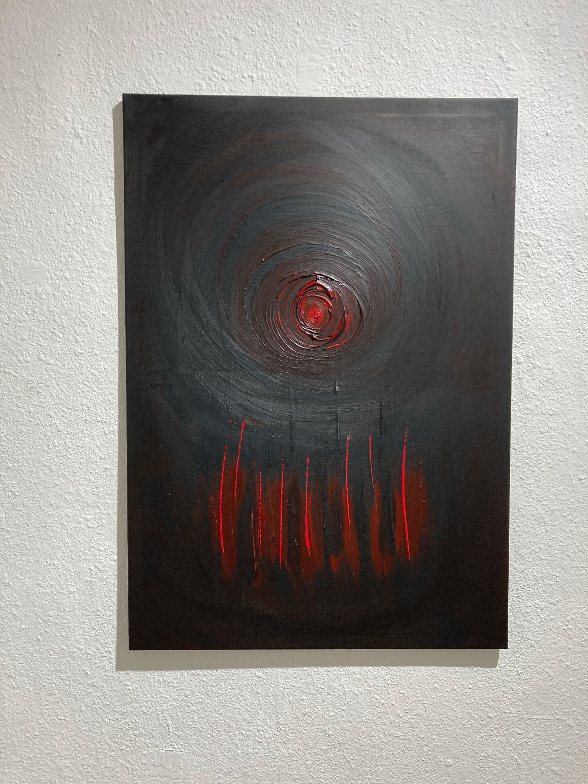 Wibracje natury i człowieka, Obraz, płótno, akryl 100x70 cm, Instalacja: jajko