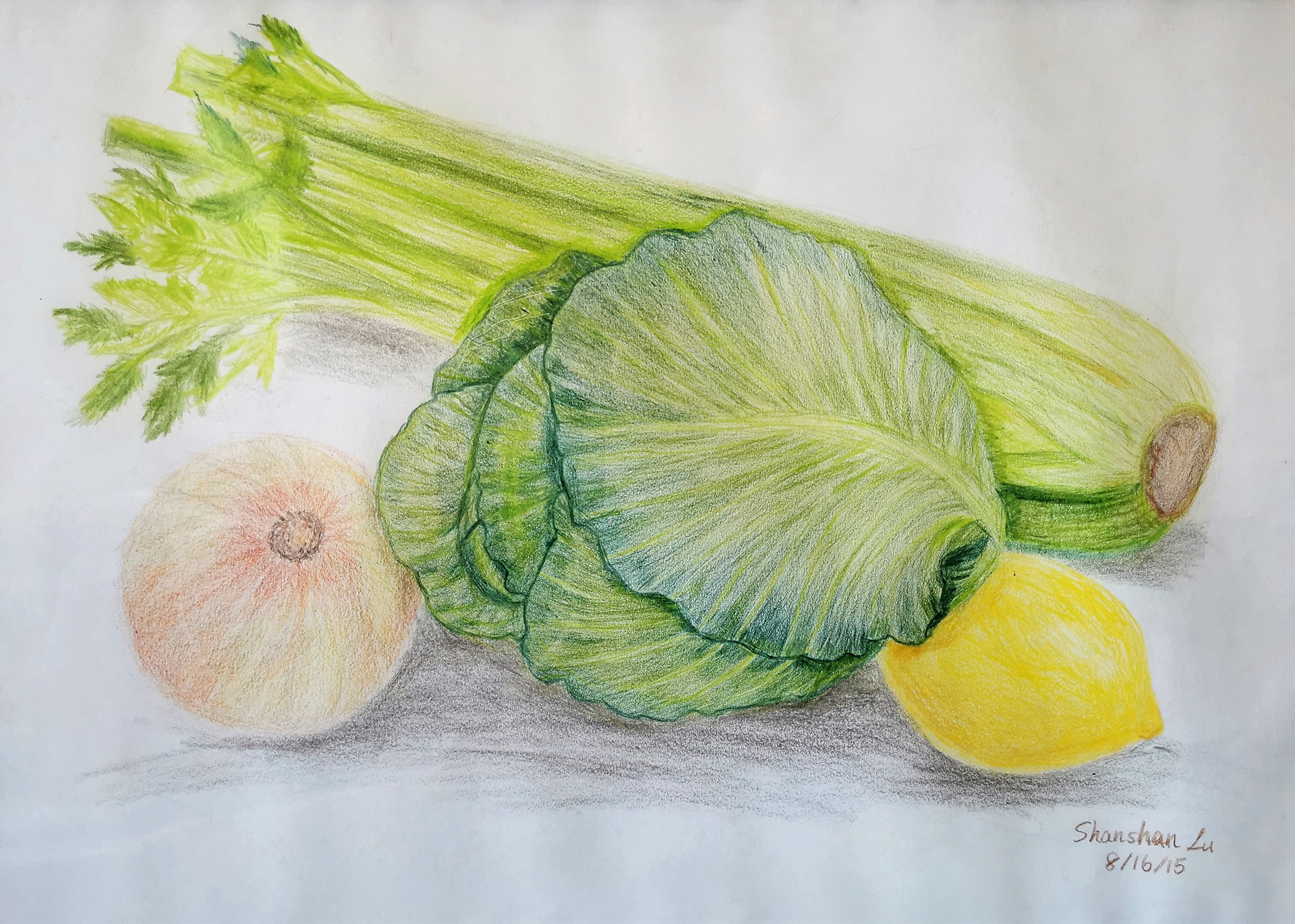 Medium: color pencils, awarded the 1st place at 2016 Florida State Fair